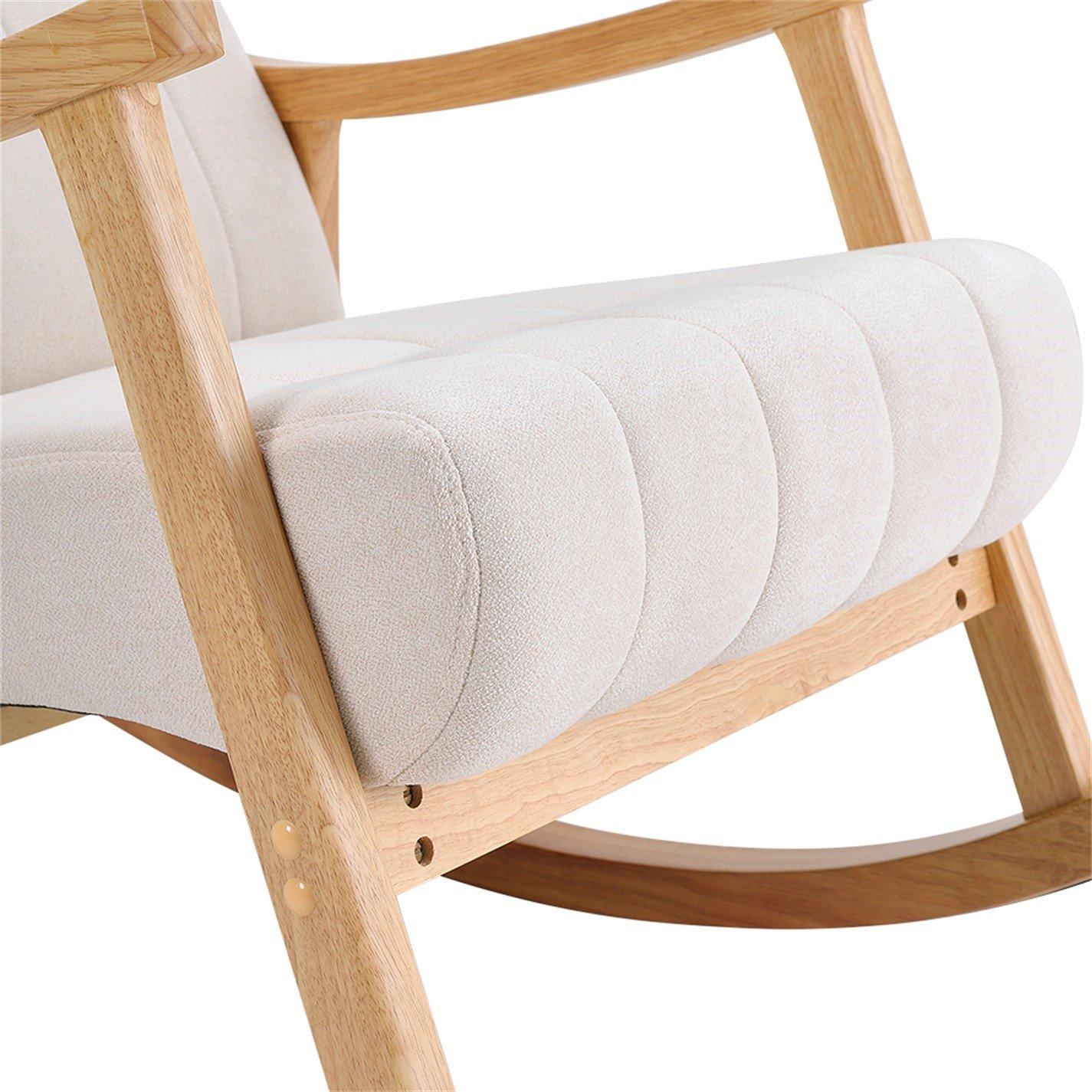 White Brown - Kabinet UK - Velvet Tufted Rocking Chair - 10