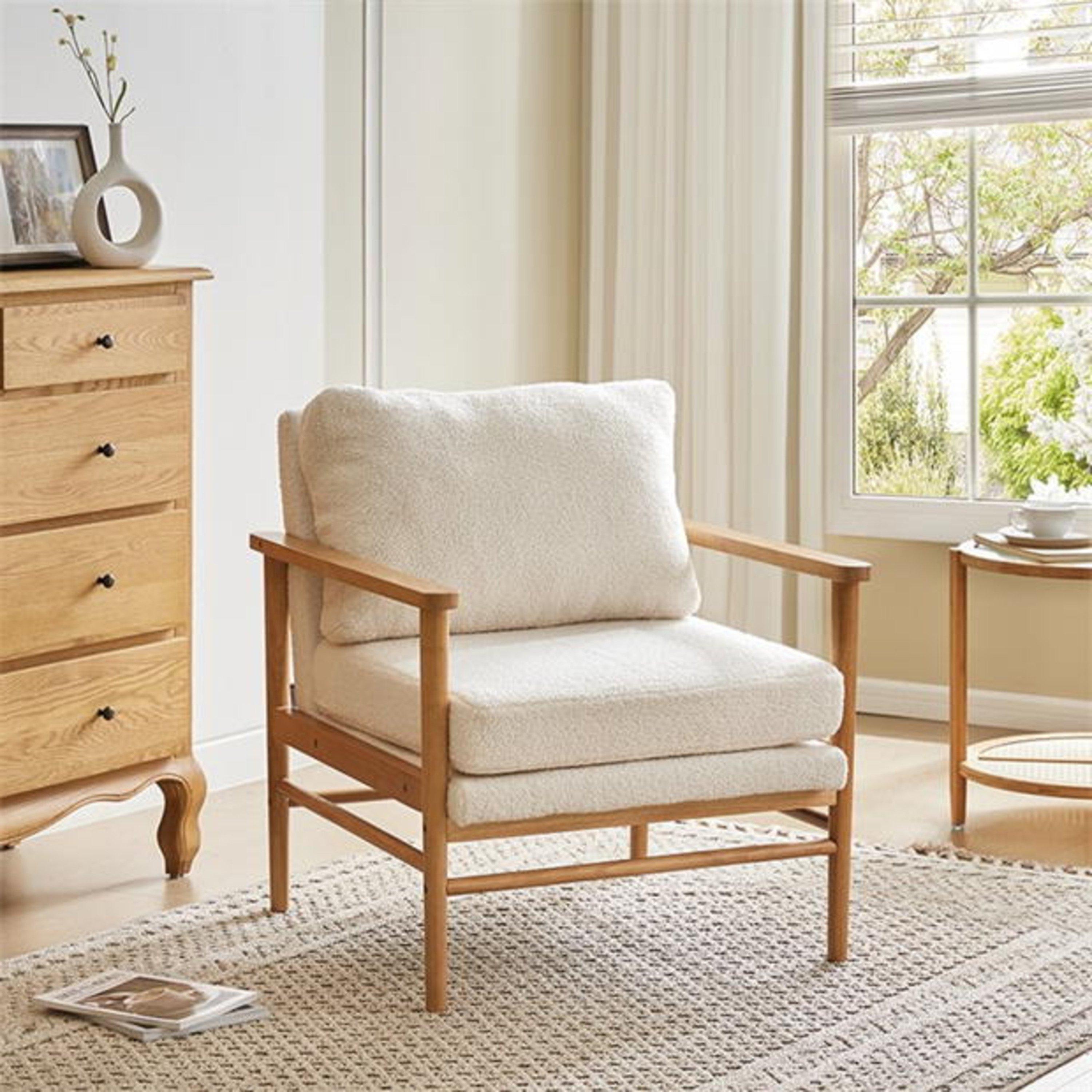 Kabinet Uk  Teddy Bear Fur Wooden Armchair - White