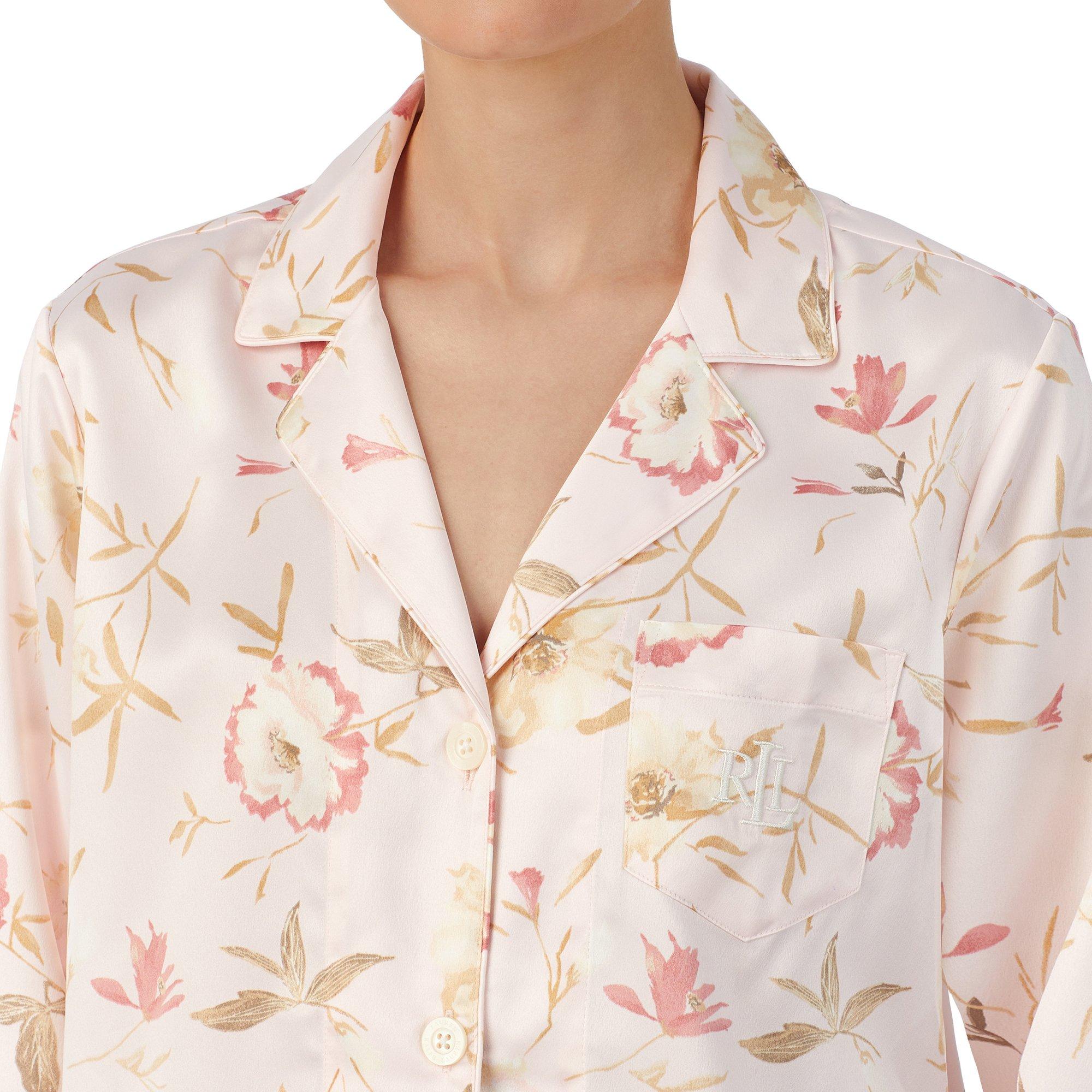 Ivory Floral - Lauren by Ralph Lauren - Floral Satin Sleep Set - 1