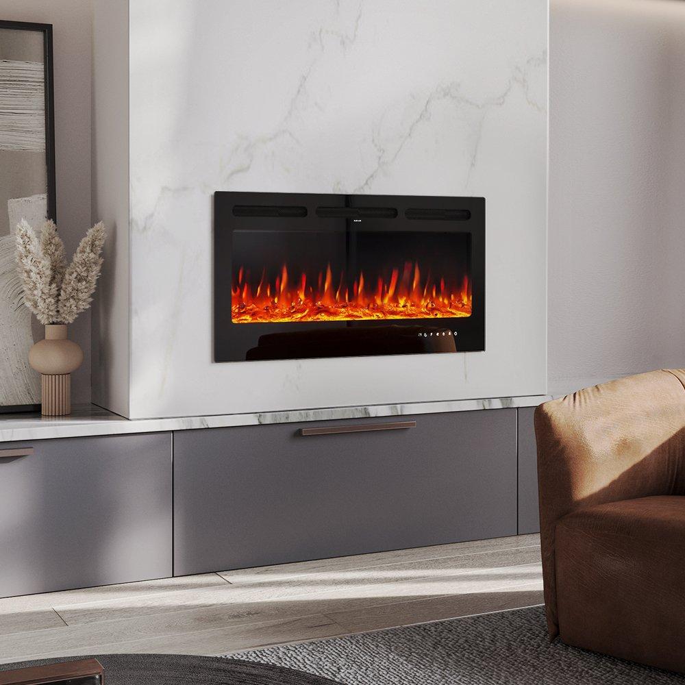 Black - Kabinet UK - Electric Fireplace Adjustable Flame with Remote - 2