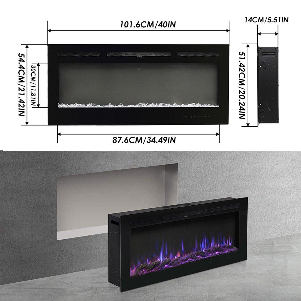 Black - Kabinet UK - Electric Fireplace Adjustable Flame with Remote - 3