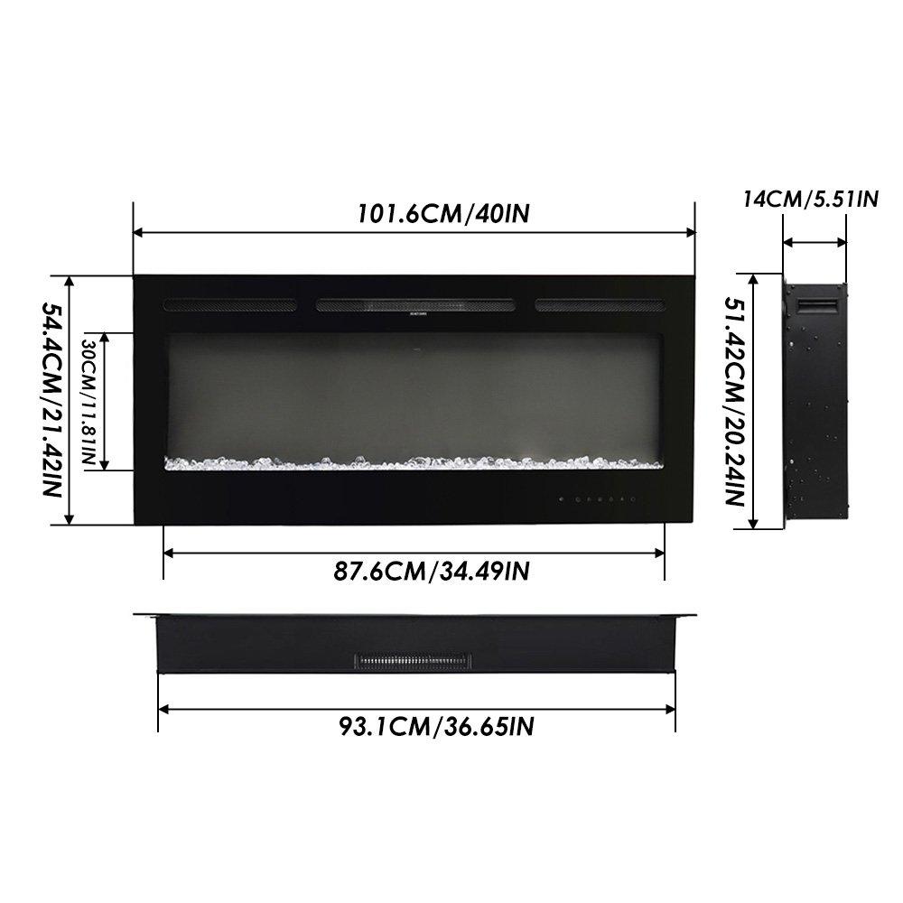 Black - Kabinet UK - Electric Fireplace Adjustable Flame with Remote - 4