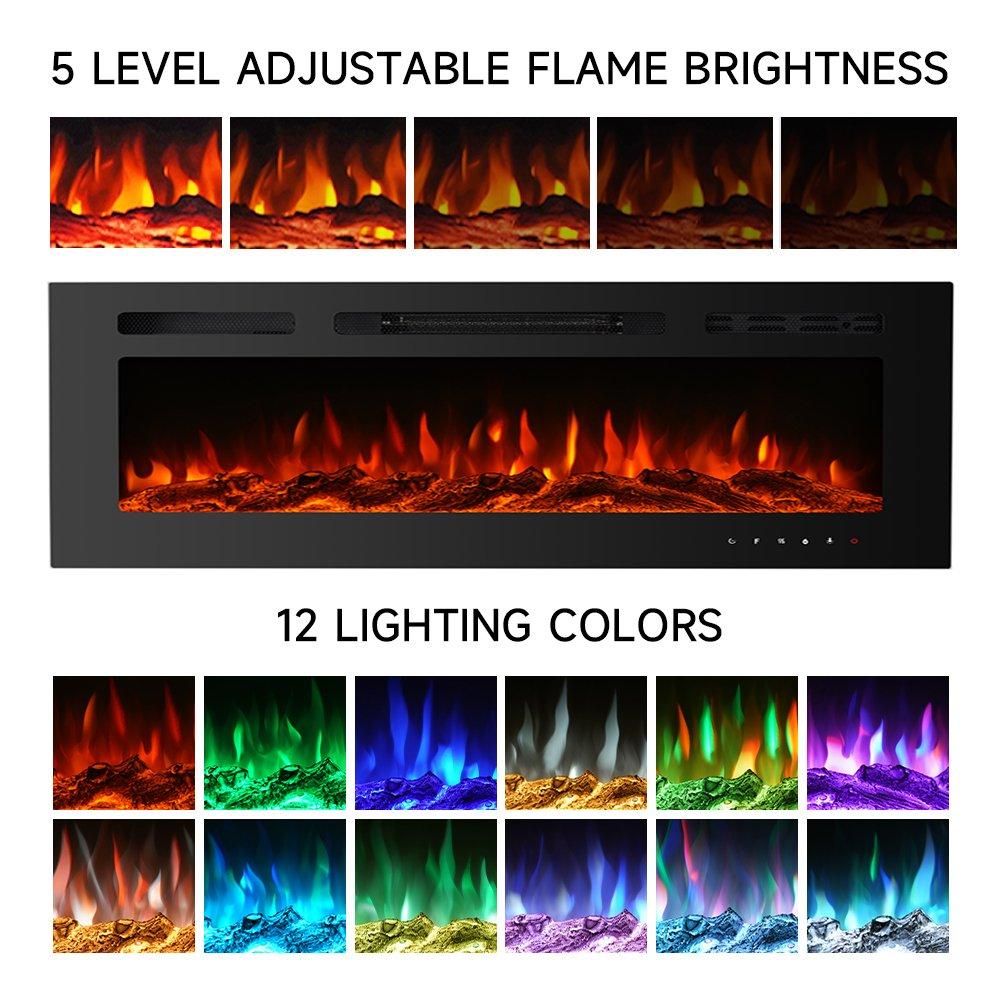 Black - Kabinet UK - Electric Fireplace Adjustable Flame with Remote - 5