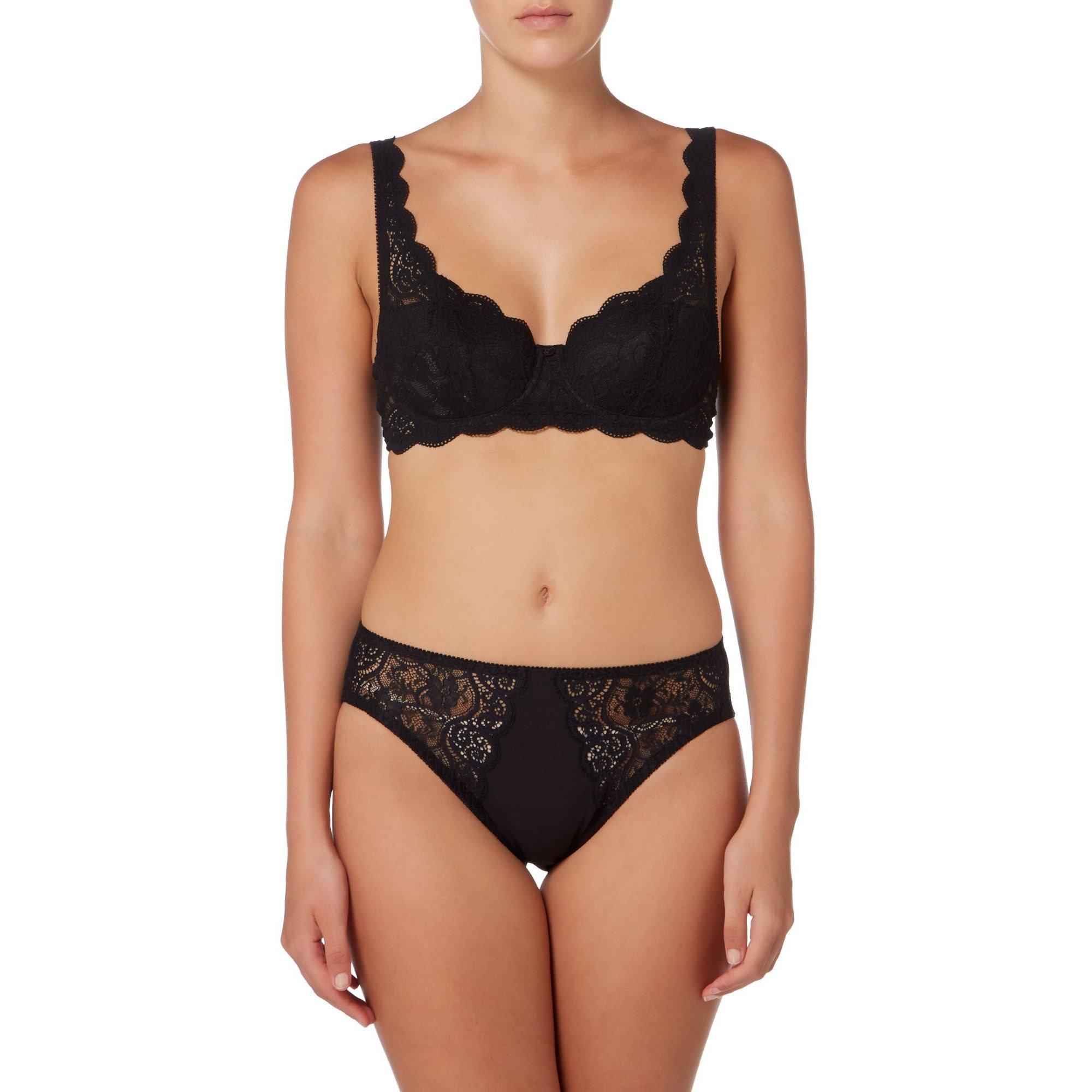 Black 0004 - Triumph - Women's Amourette Underwired Floral Embroidery Demi Bra - 4