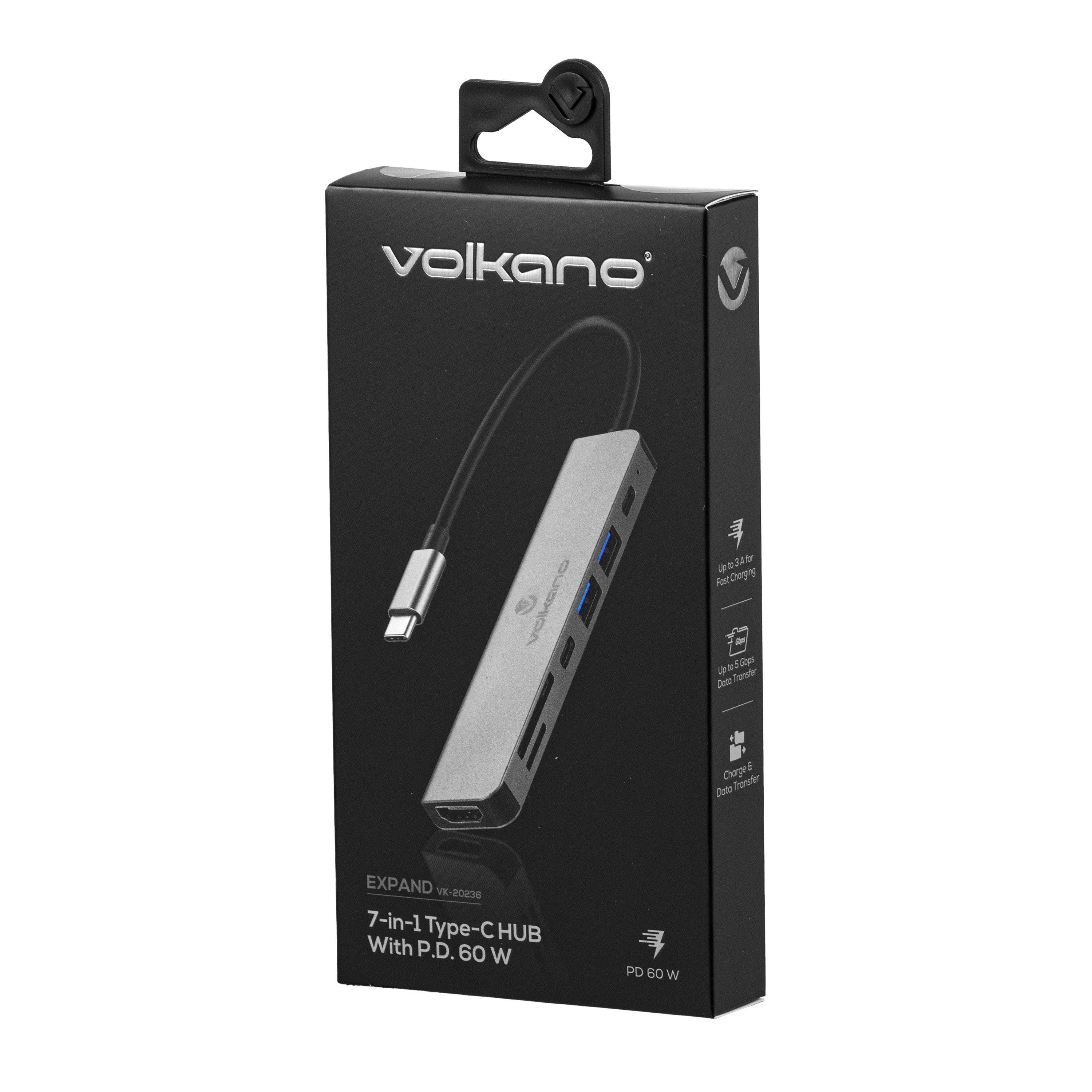 Grey - Volkano - Volkano Expand Series 7-in-1 Type-C Hub 60W PD - 4