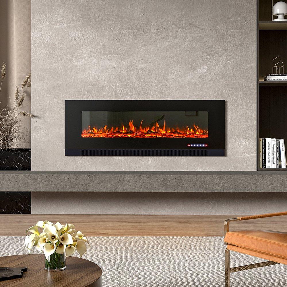 Black - Kabinet UK - 50inch Wall Mounted Electric Fireplace - 2