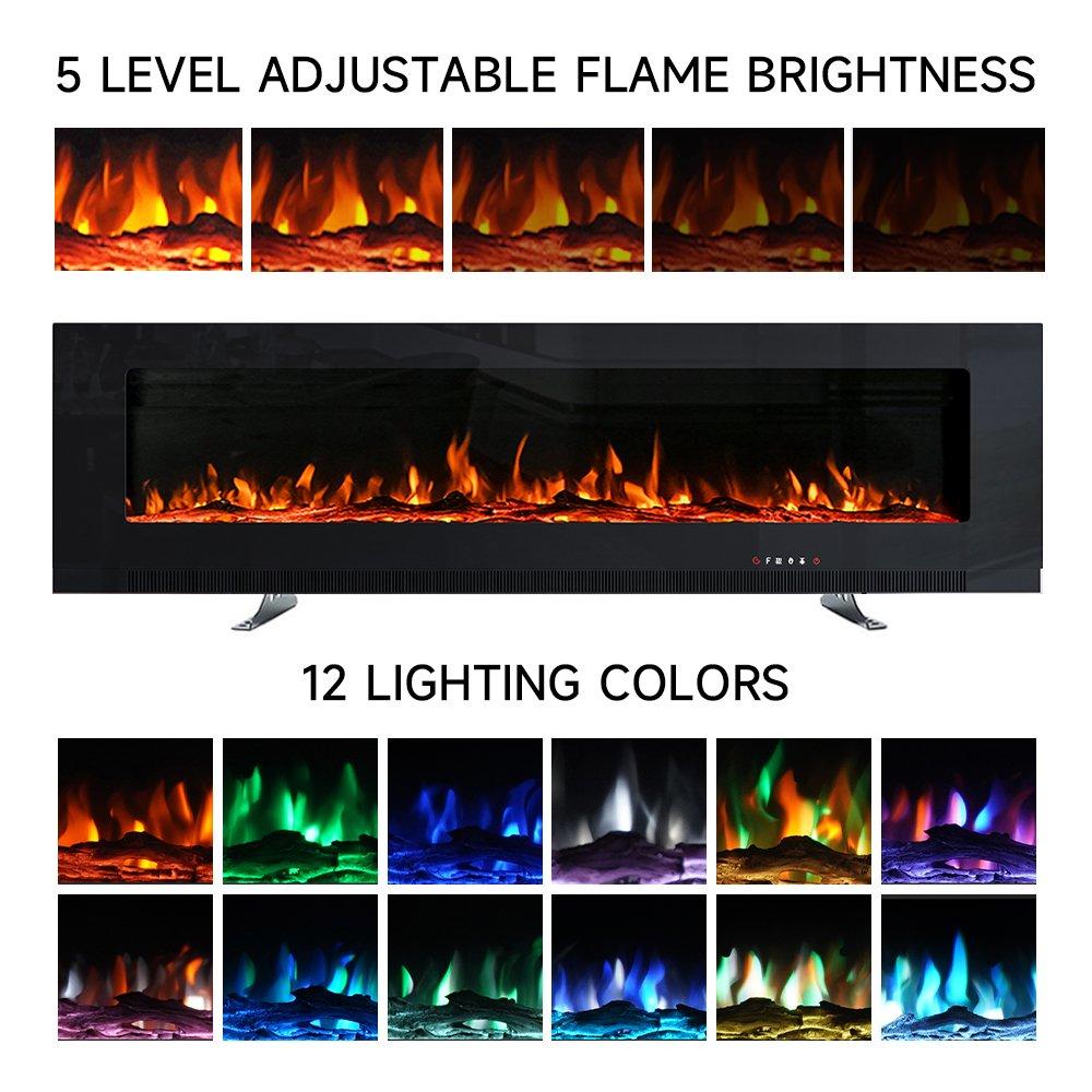 Black - Kabinet UK - 50inch Wall Mounted Electric Fireplace - 4