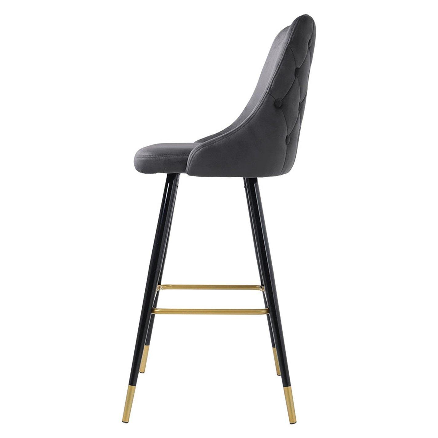 Black Gold - Kabinet UK - Set of 2 Modern Velvet Bar Stools - 4