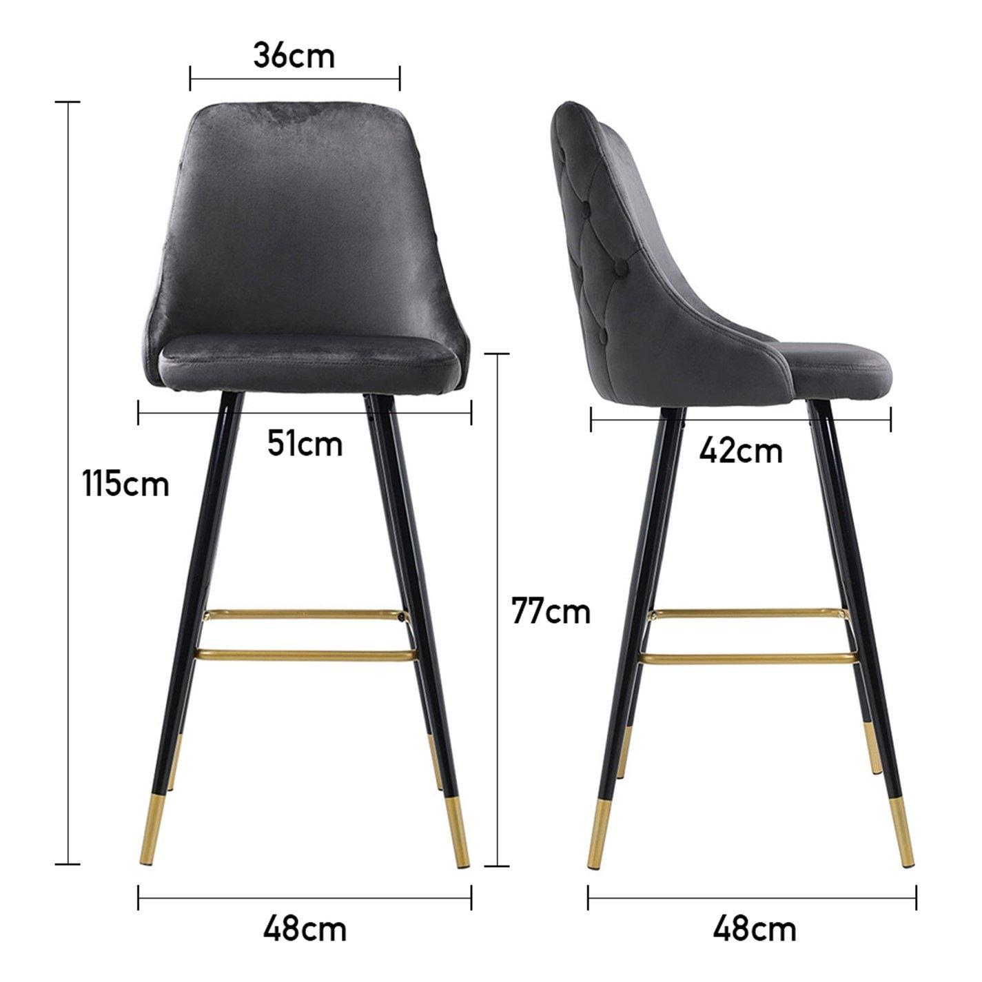 Black Gold - Kabinet UK - Set of 2 Modern Velvet Bar Stools - 7