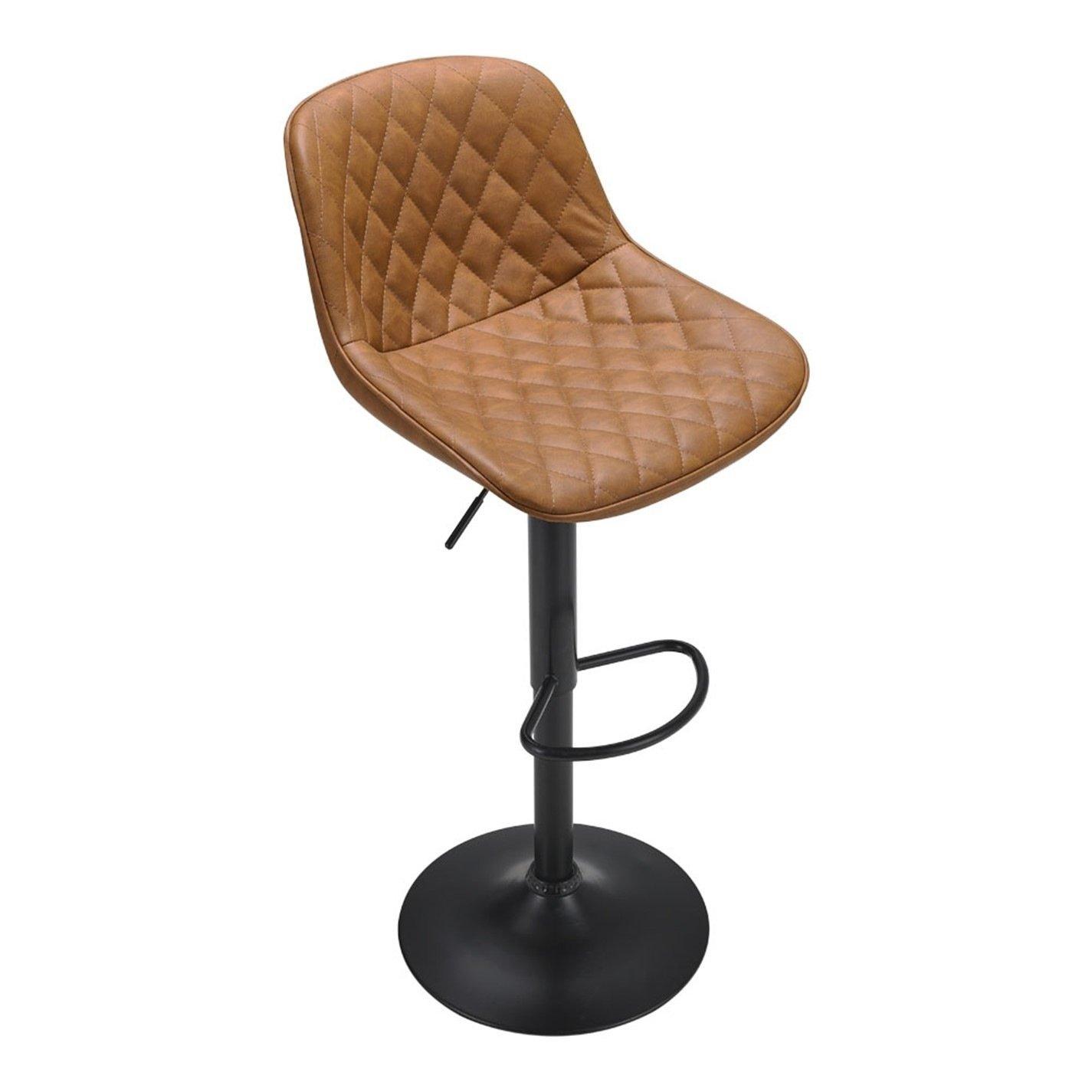 Black Brown - Kabinet UK - 2-Set PU Leather Counter Swivel Height Bar Stools - 4