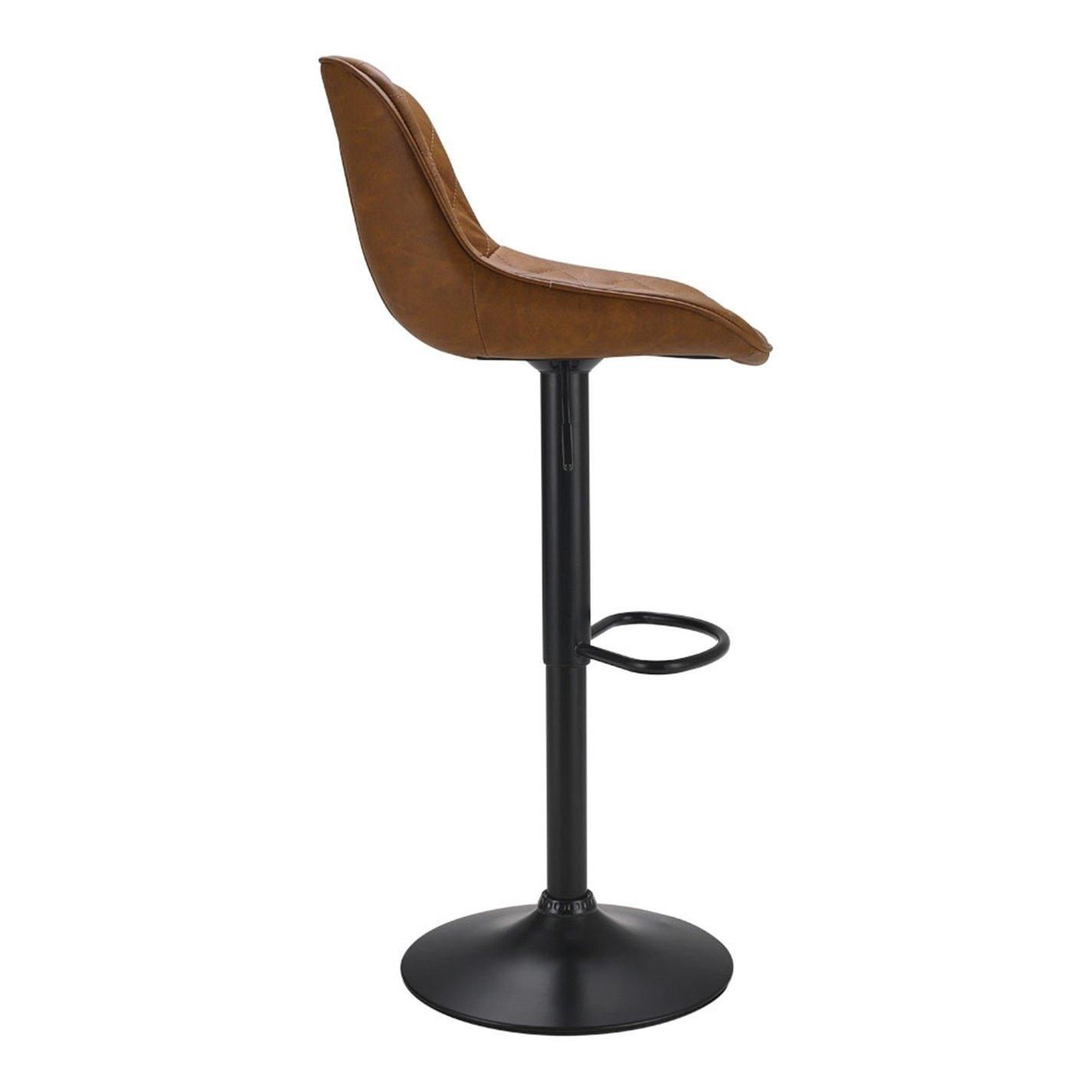 Black Brown - Kabinet UK - 2-Set PU Leather Counter Swivel Height Bar Stools - 5