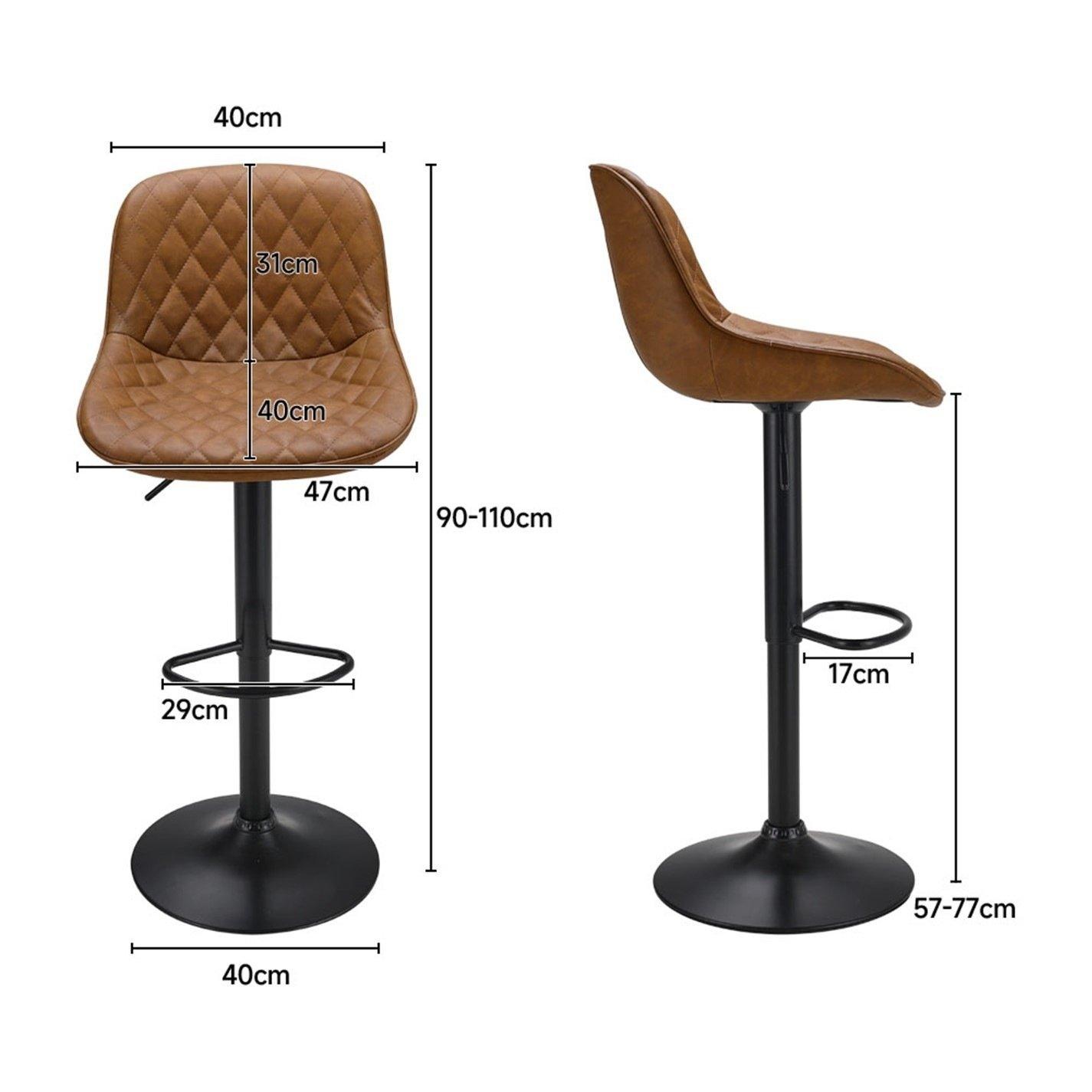 Black Brown - Kabinet UK - 2-Set PU Leather Counter Swivel Height Bar Stools - 9