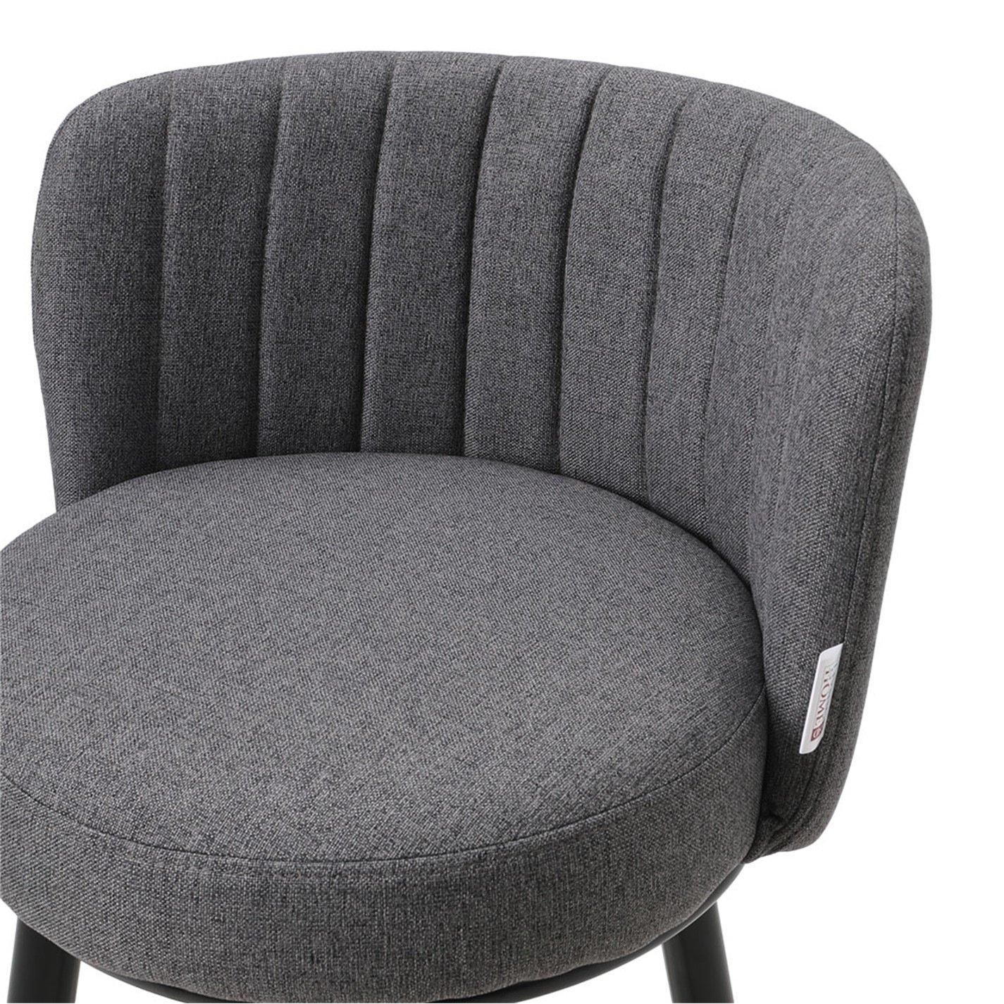 Dark Grey - Kabinet UK - 2 Pcs Premium Linen Upholstered Bar Stool - 5