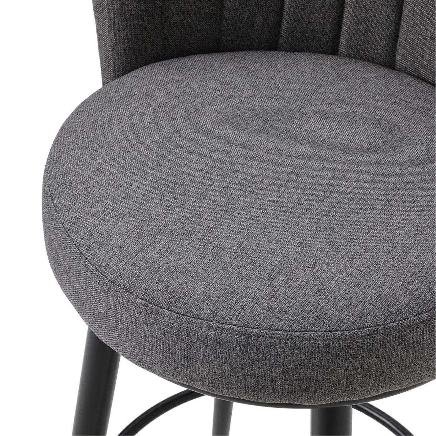 Dark Grey - Kabinet UK - 2 Pcs Premium Linen Upholstered Bar Stool - 6