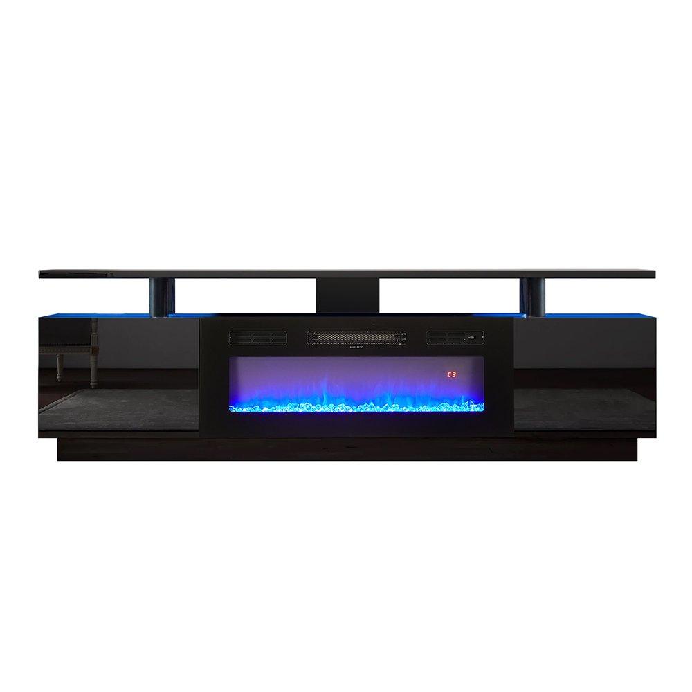 Black - Kabinet UK - Recessed Electric Fireplace TV Stand with Remote - 3