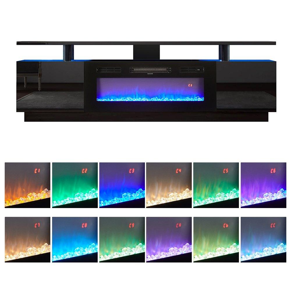 Black - Kabinet UK - Recessed Electric Fireplace TV Stand with Remote - 4