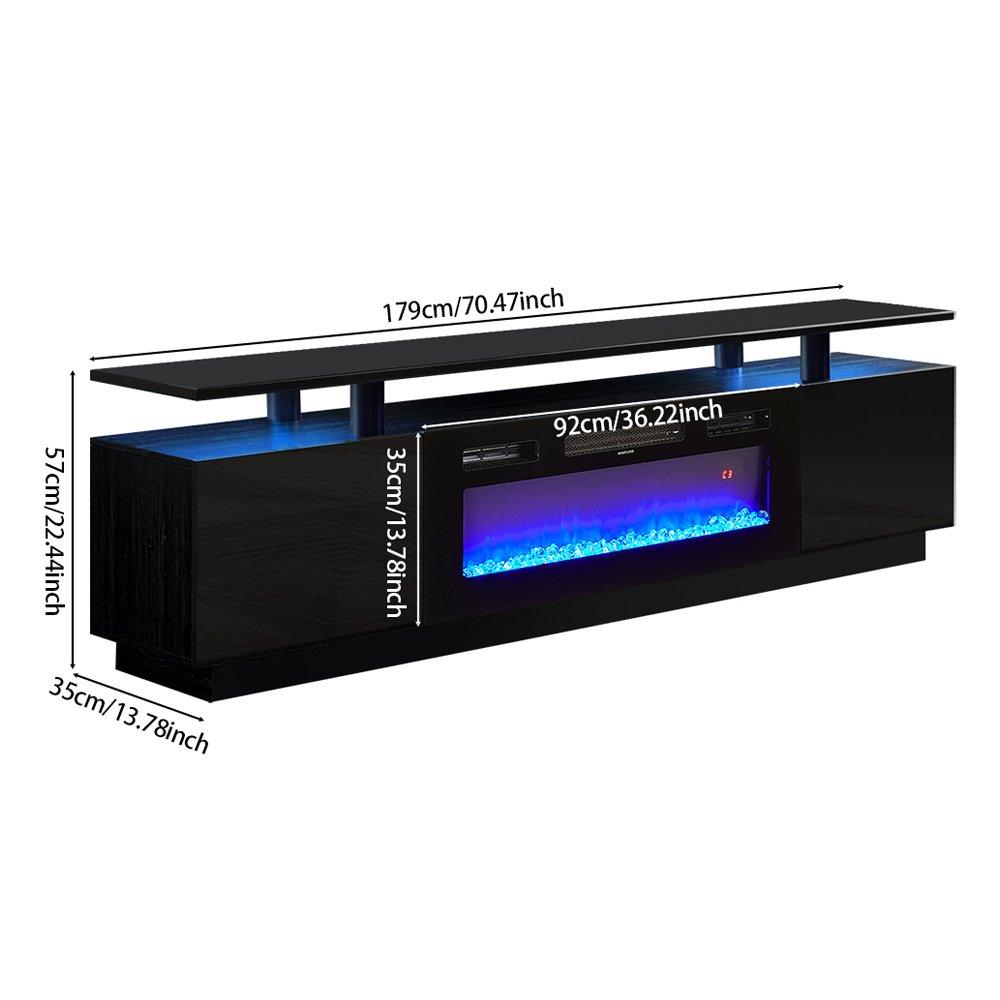 Black - Kabinet UK - Recessed Electric Fireplace TV Stand with Remote - 6