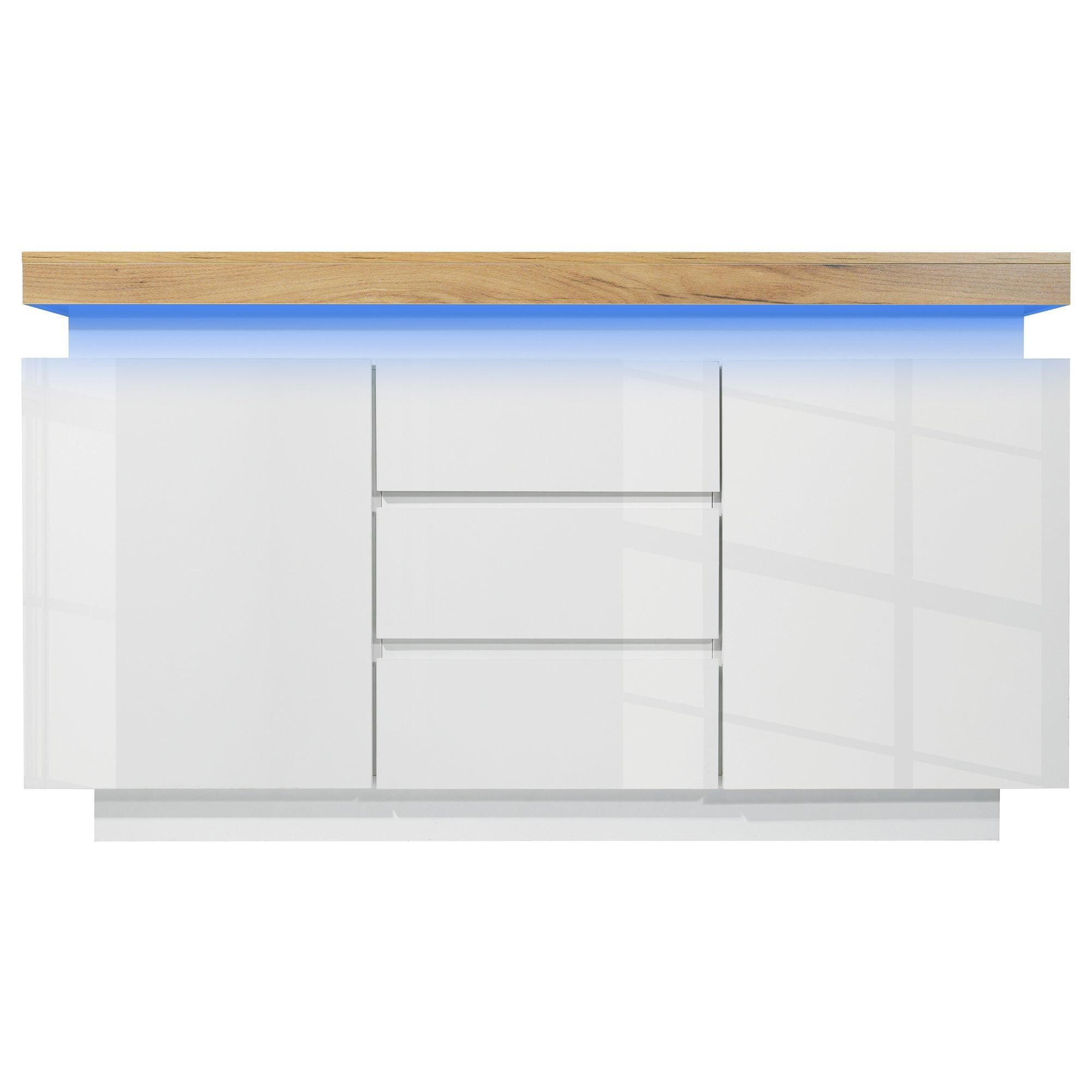 White - Urban Meuble - Modern Led High-Gloss Sideboard Chest of Drawers - 1