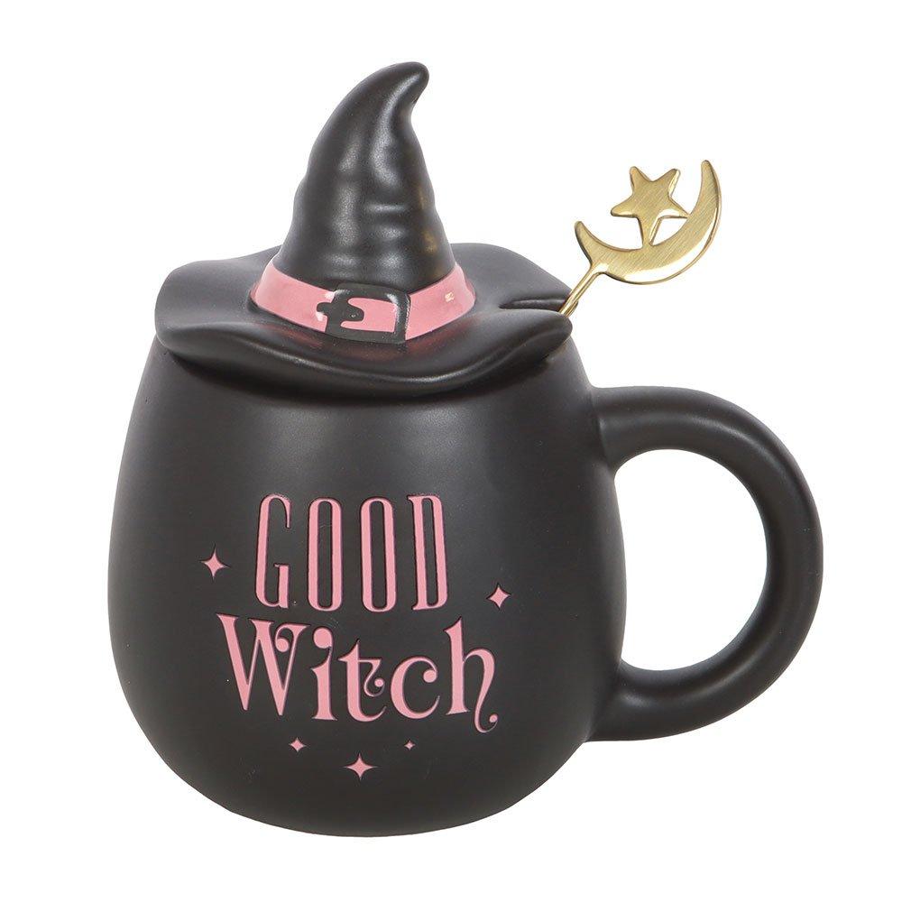 Black - Something Different - Good Witch Lidded Mug with Spoon - 2