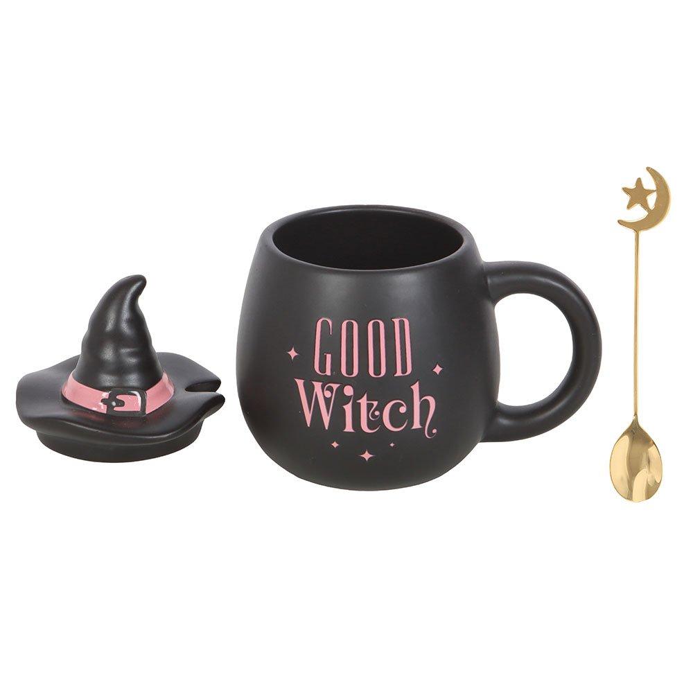 Black - Something Different - Good Witch Lidded Mug with Spoon - 5
