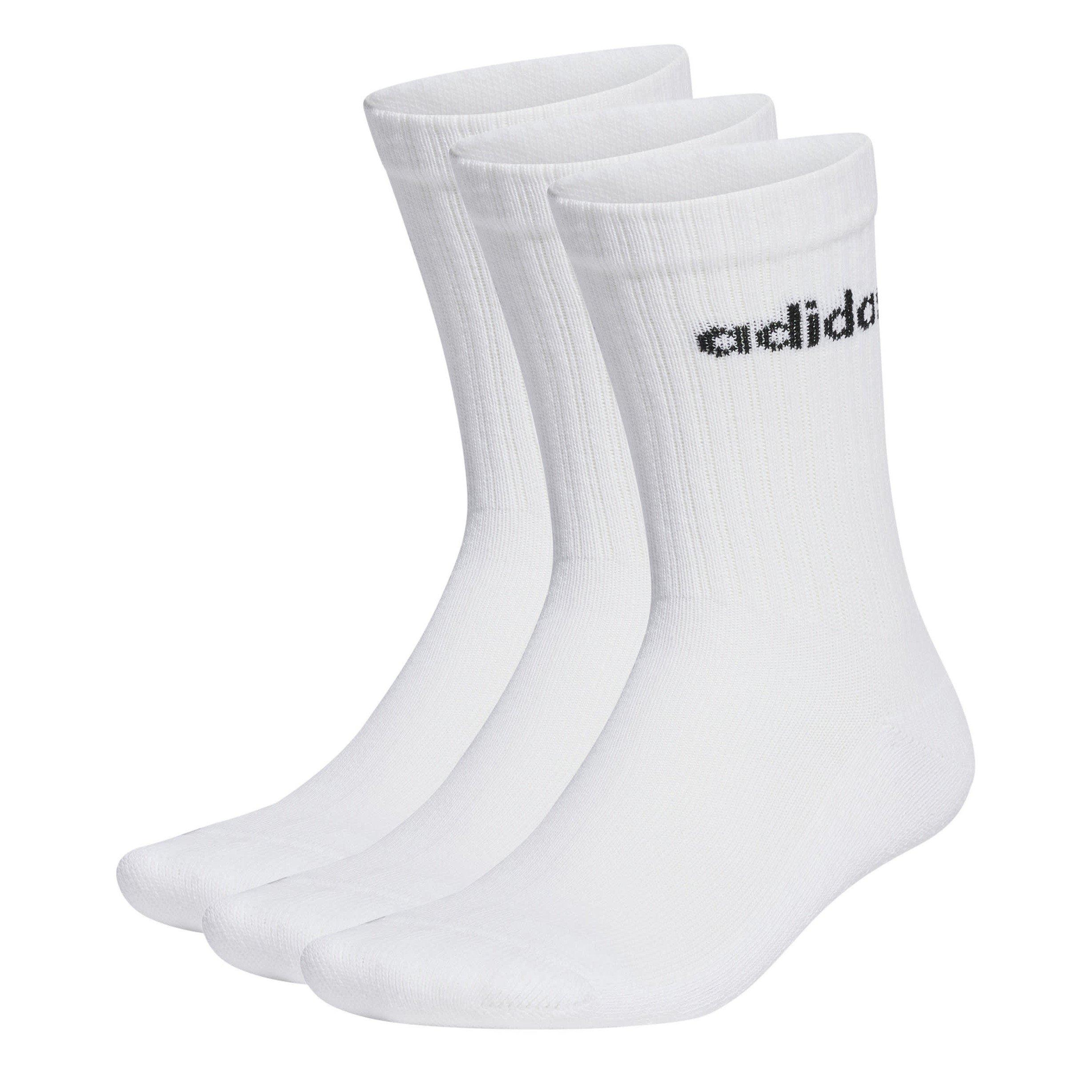 White/Black - adidas - Linear Crew Cushioned Socks 3 Pairs