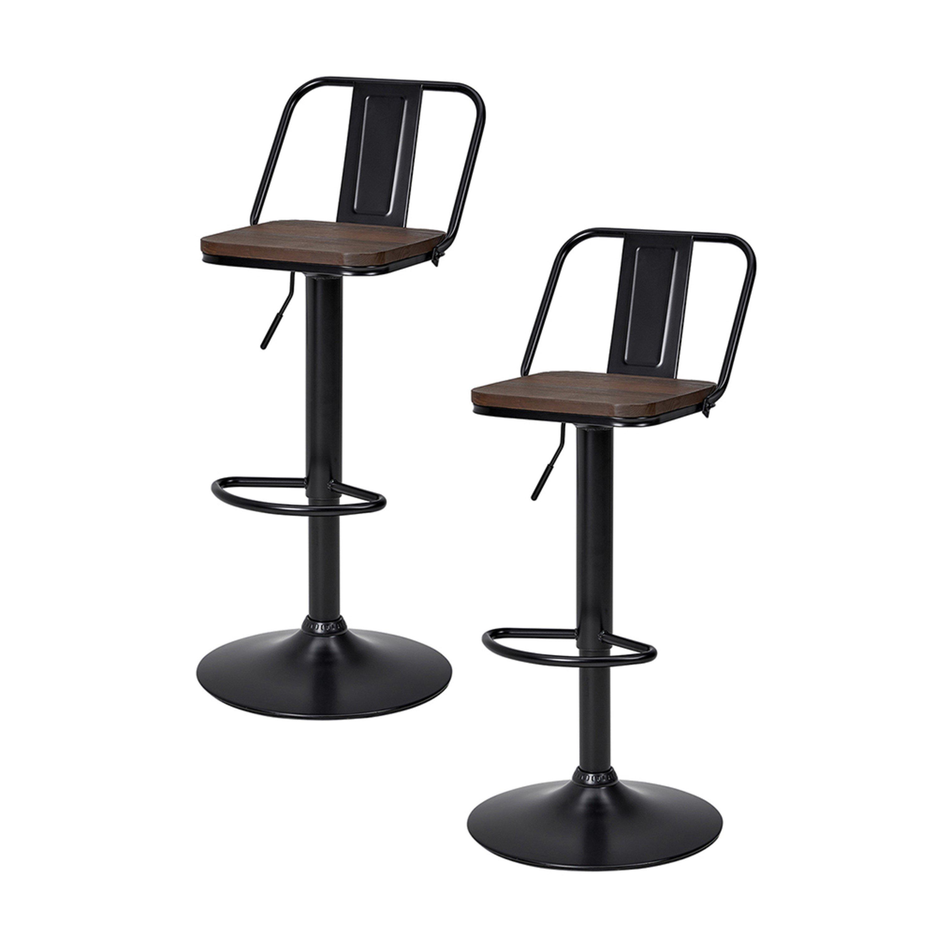 Dark Brown - Kabinet UK - 2Pcs Kitchen Adjustable Bar Stool Dining Chair - 4