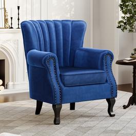 Cottonfy UK Vintage Velvet Wing Back Armchair with Studs