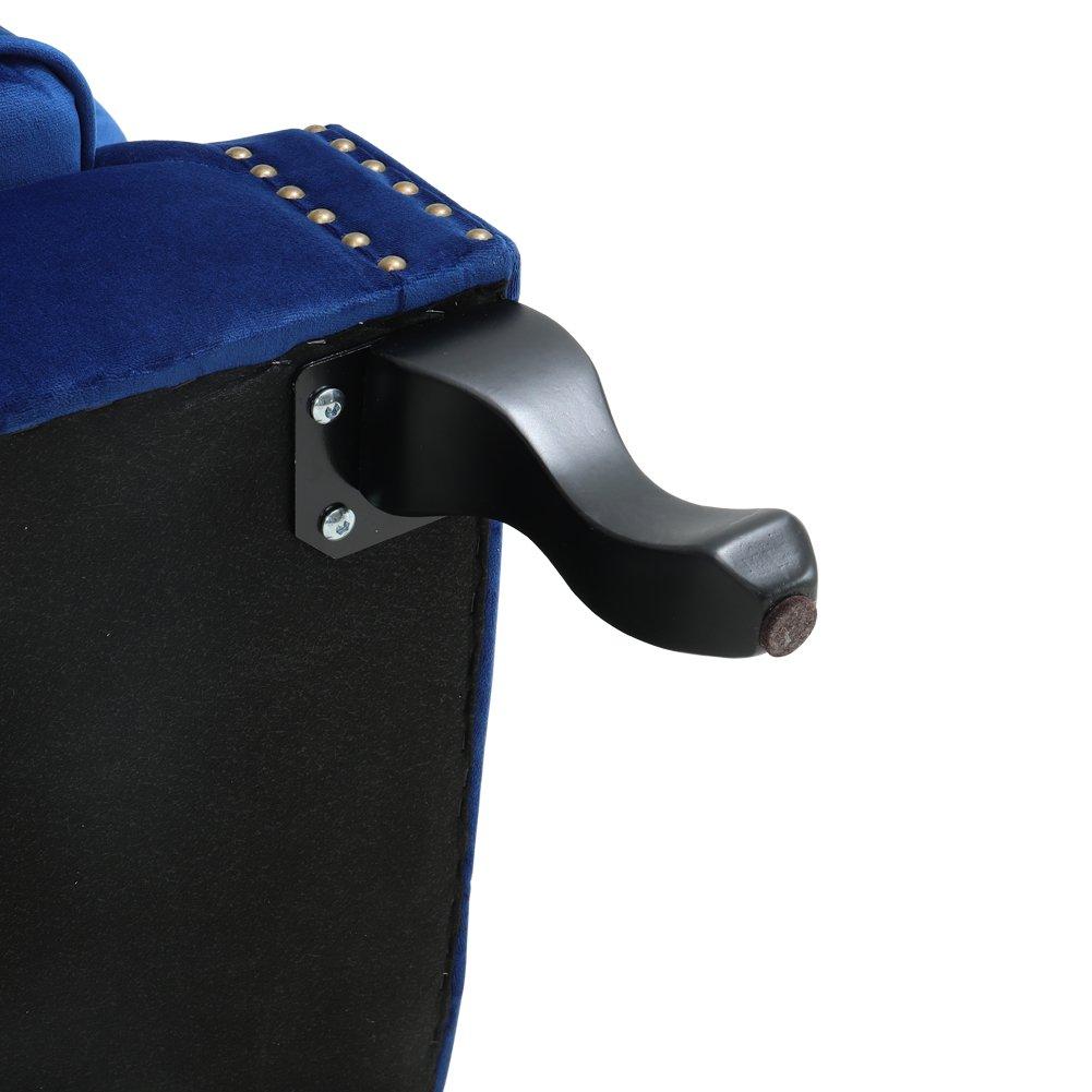 Dark Blue - Kabinet UK - Vintage Velvet Wing Back Armchair with Studs - 9