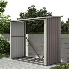 Charles Bentley Metal Log Wood Store Shed -  6x3ft (W182 x D89 x H