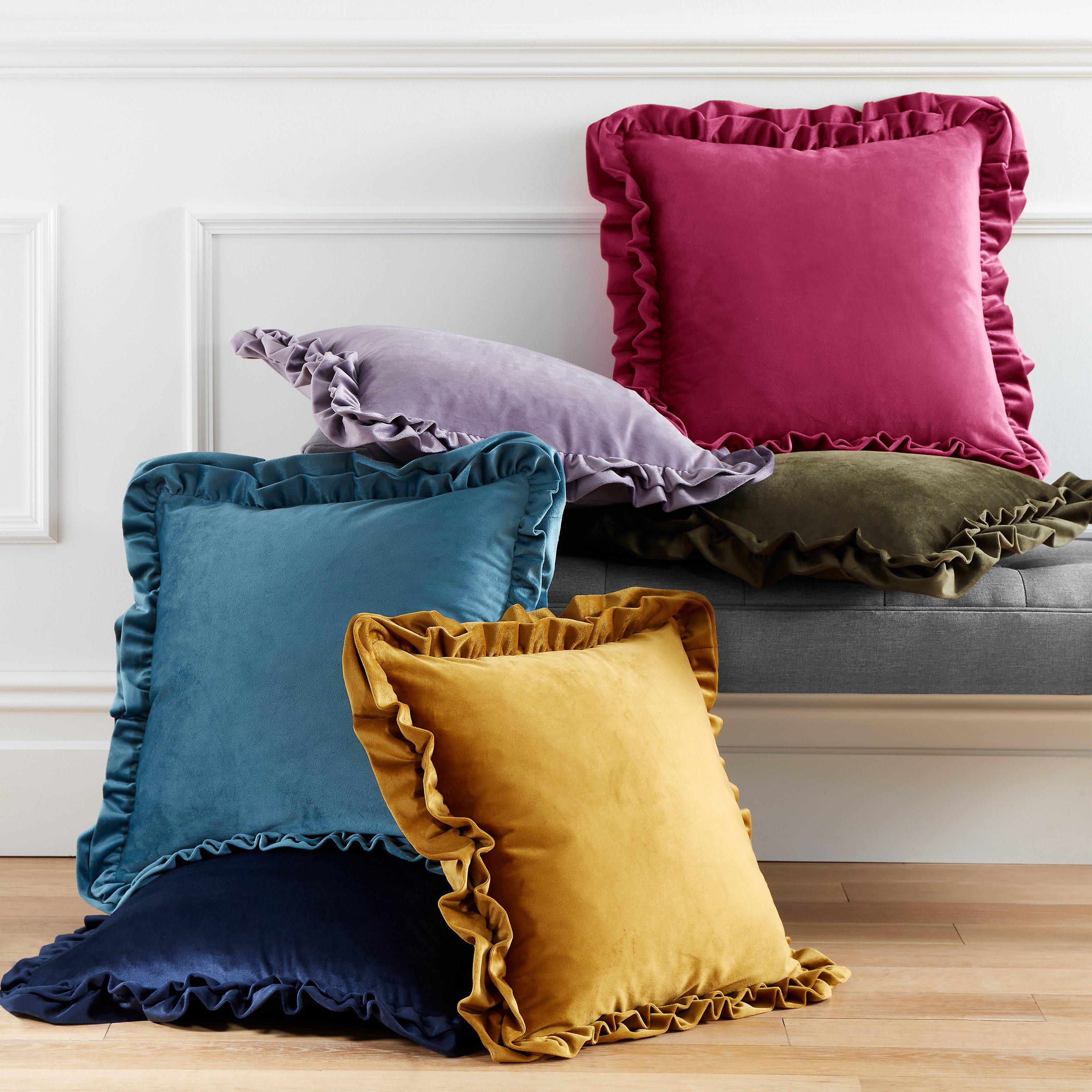 Teal - Catherine Lansfield - So Soft Velvet Touch Double Frill Cushion - 4