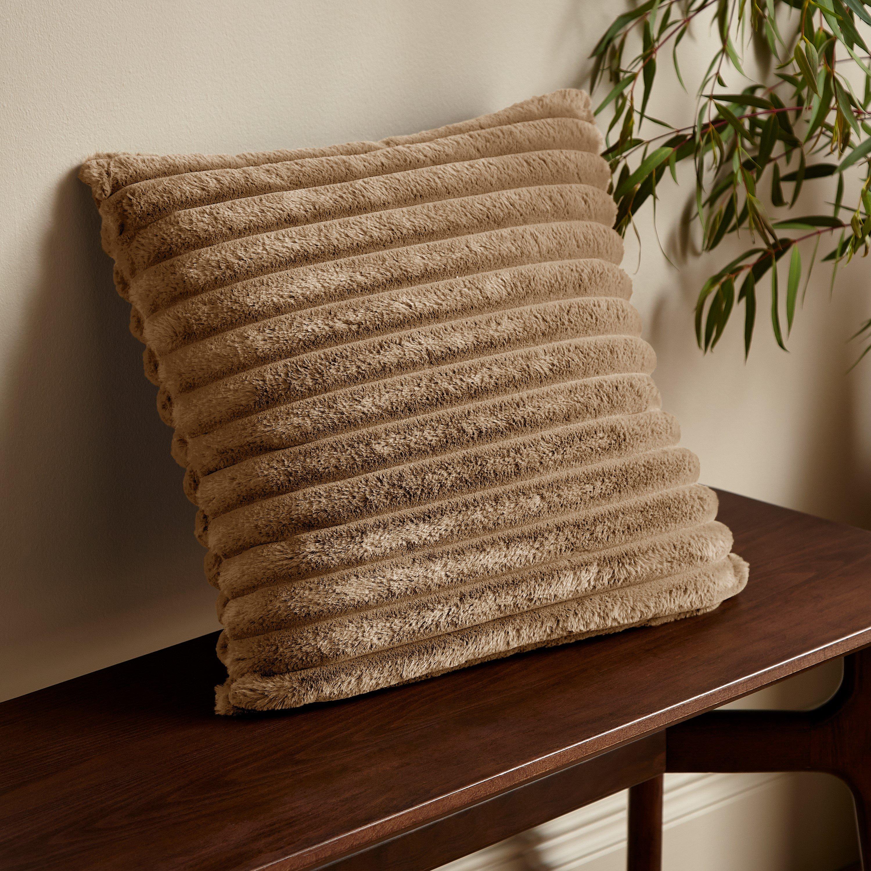 Cosy Ribbed Faux Fur Soft Touch Cushion