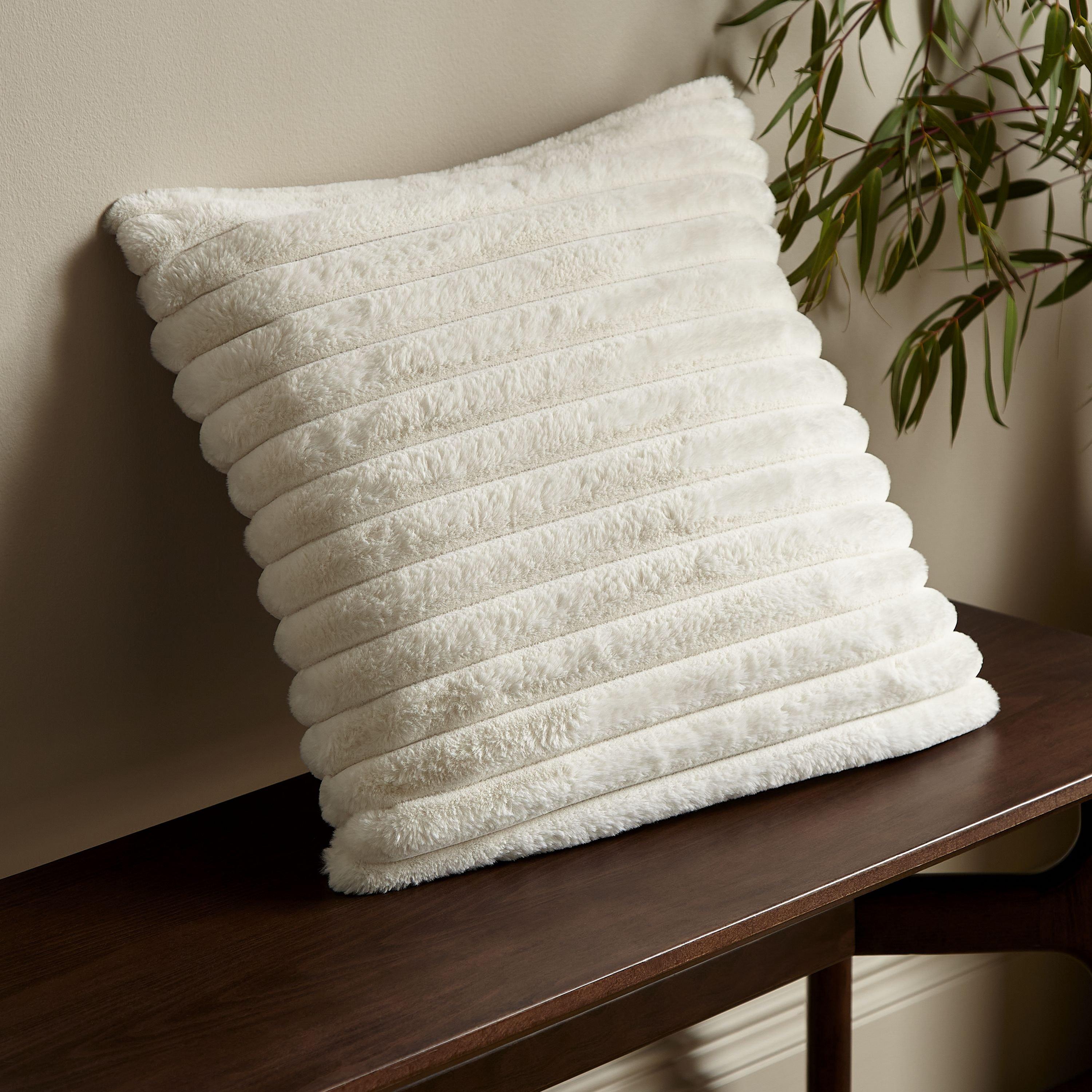 Cosy Ribbed Faux Fur Soft Touch Cushion