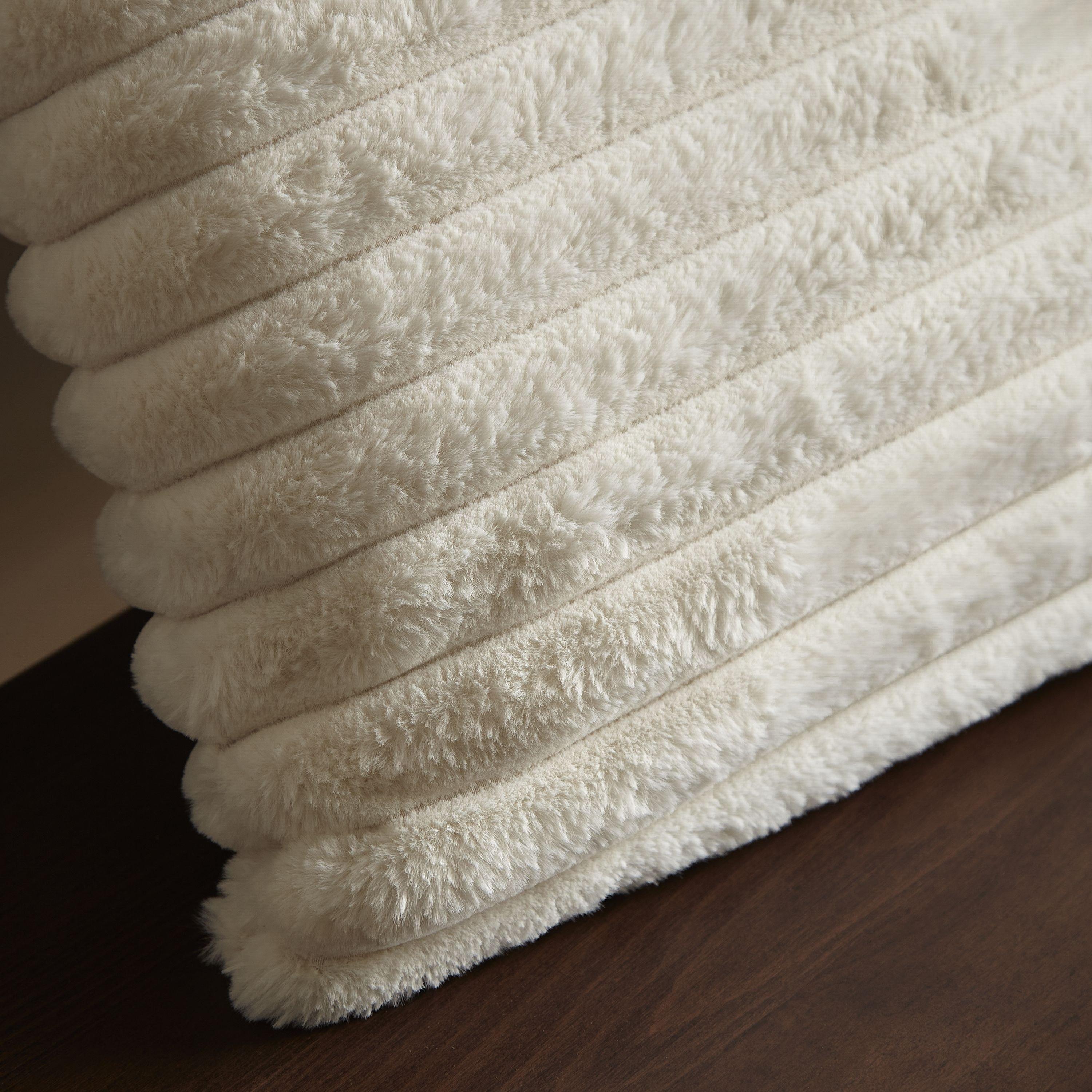 Cream - Catherine Lansfield - Cosy Ribbed Faux Fur Soft Touch Cushion - 2