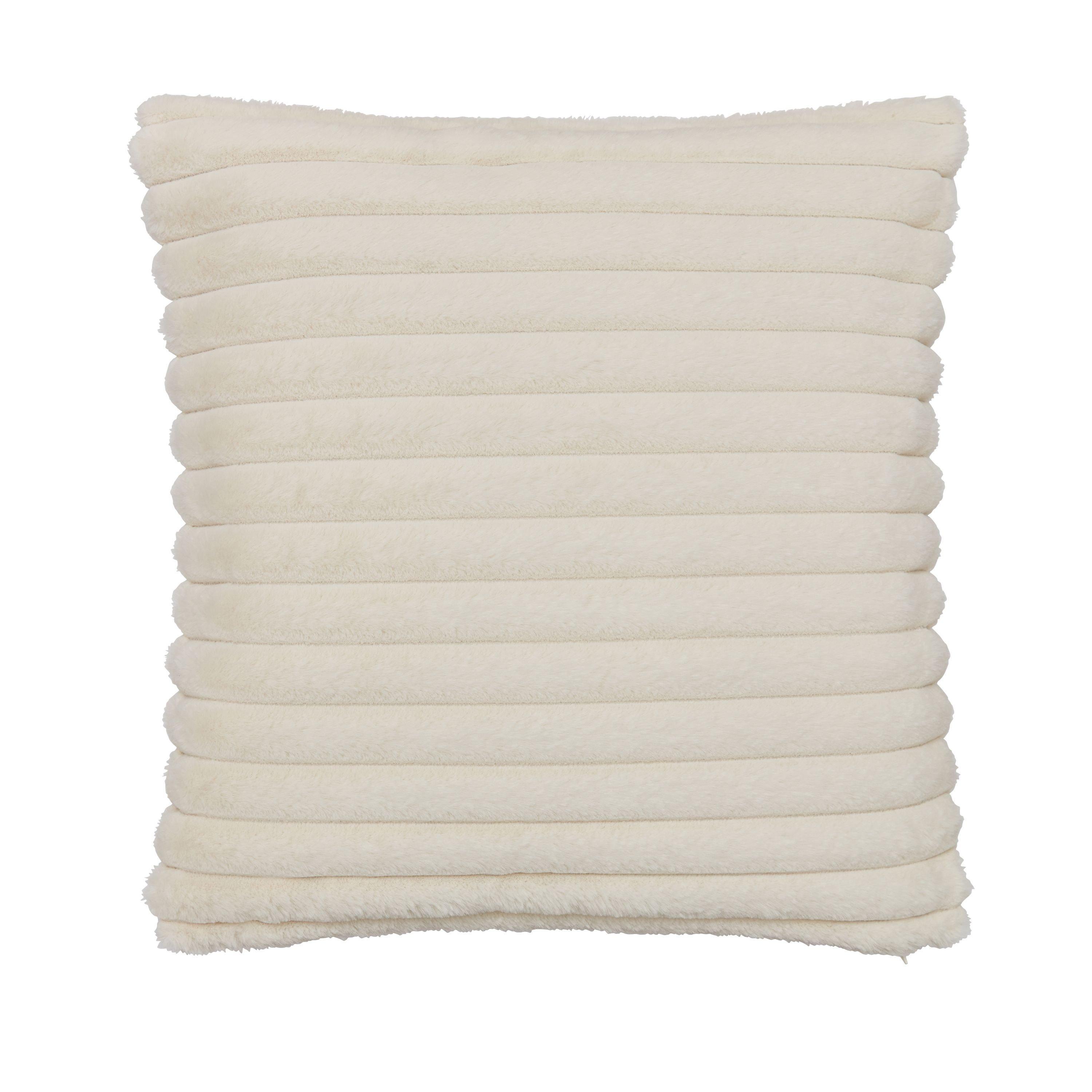 Cream - Catherine Lansfield - Cosy Ribbed Faux Fur Soft Touch Cushion - 5