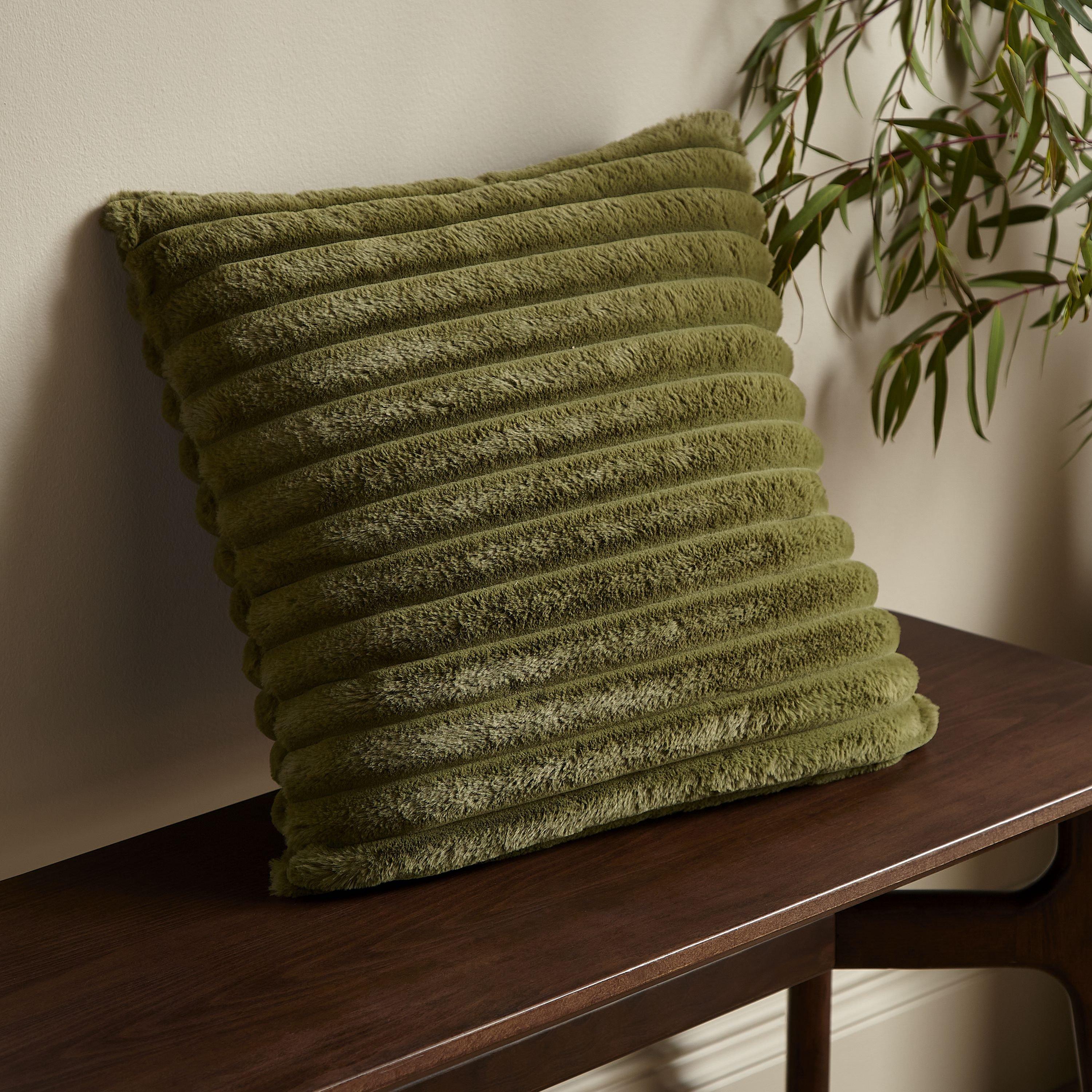 Cosy Ribbed Faux Fur Soft Touch Cushion