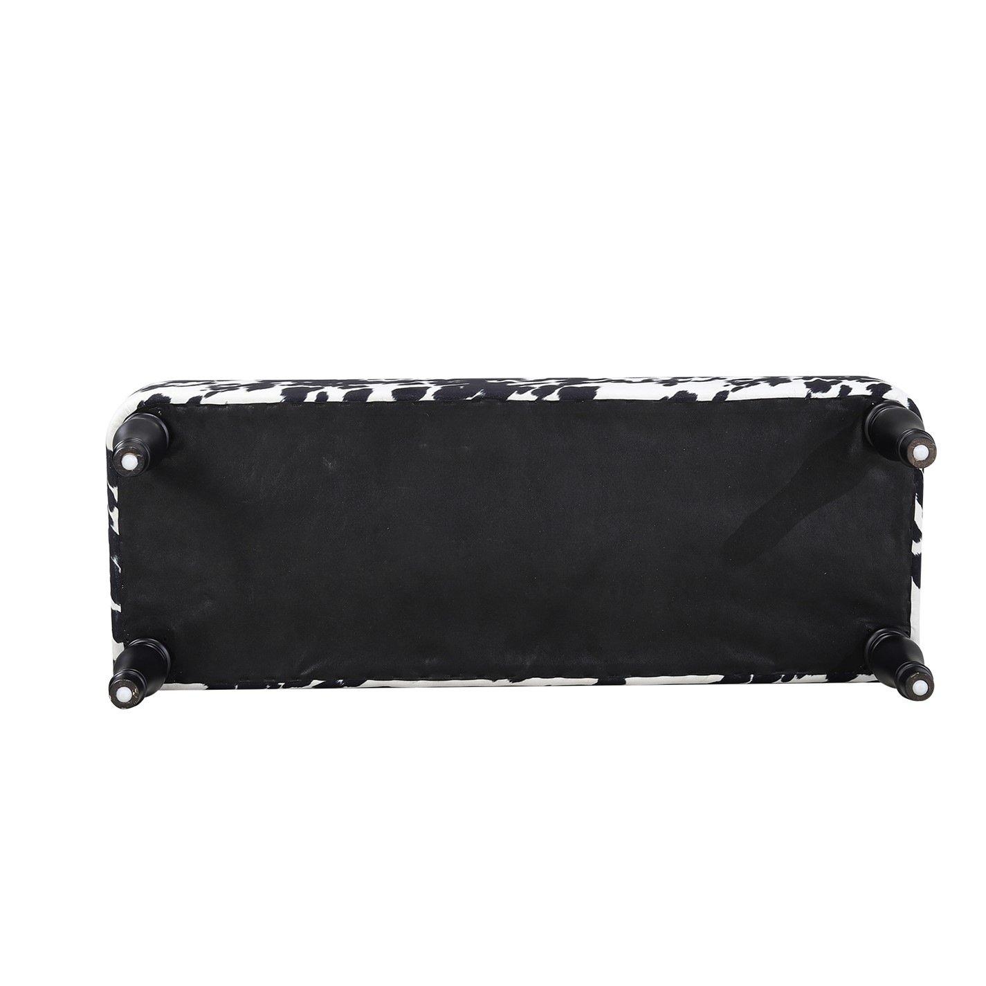 White Black - Kabinet UK - Cow Print Velvet Upholstered Storage Bench - 8