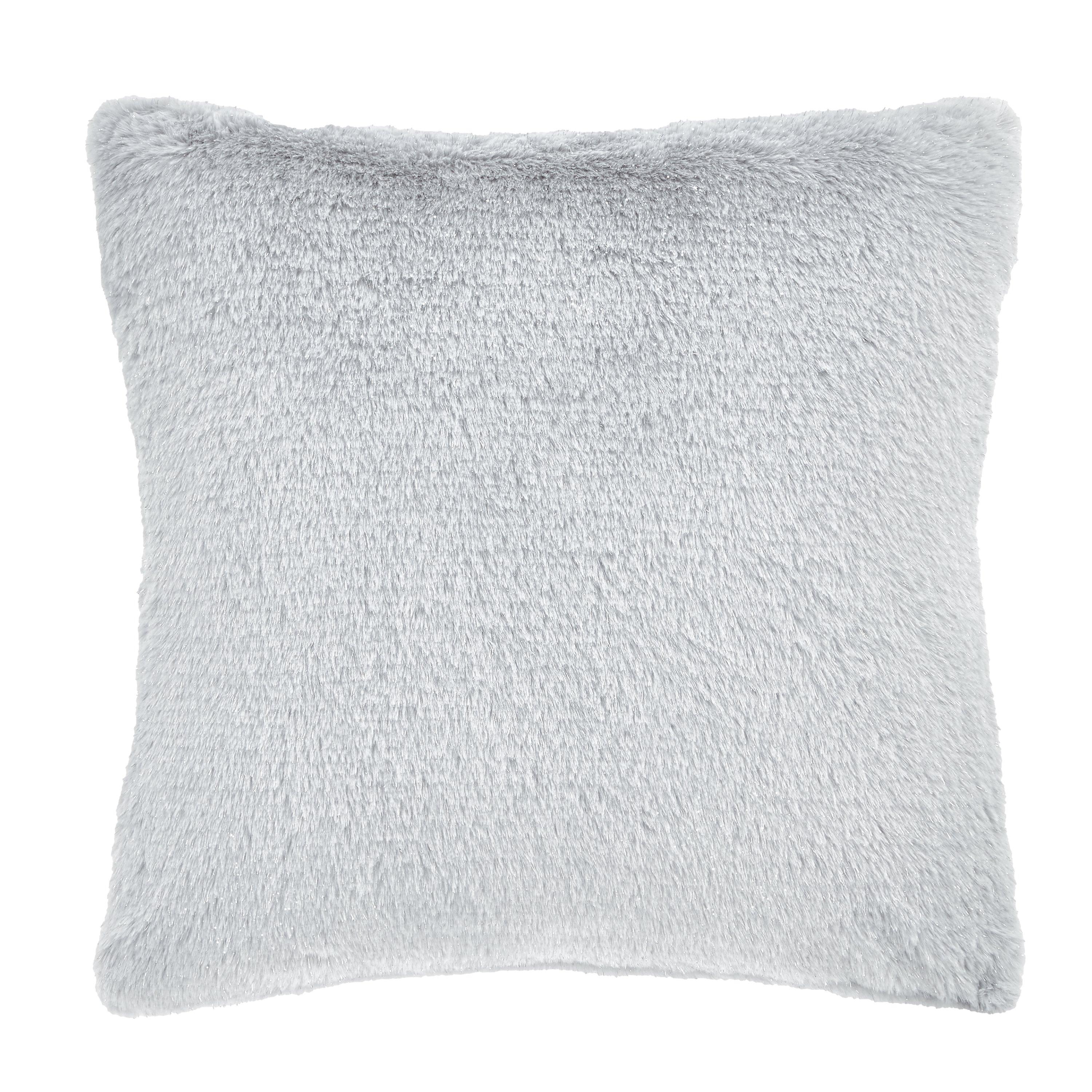 Silver - Catherine Lansfield - Cosy Glamour Fur Cushion - 6