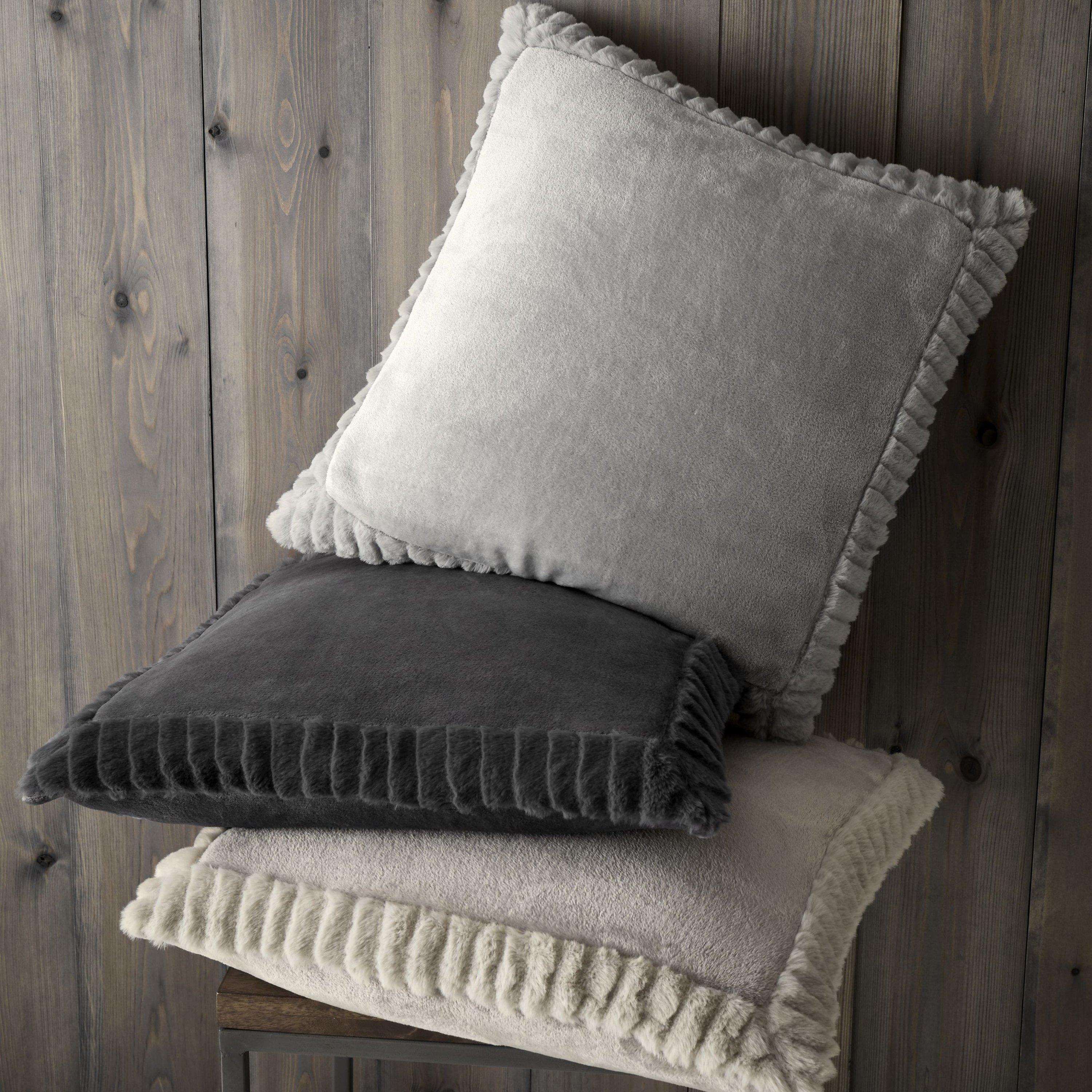 Charcoal Grey - Catherine Lansfield - Velvet and Faux Fur Soft Touch Cushion - 2