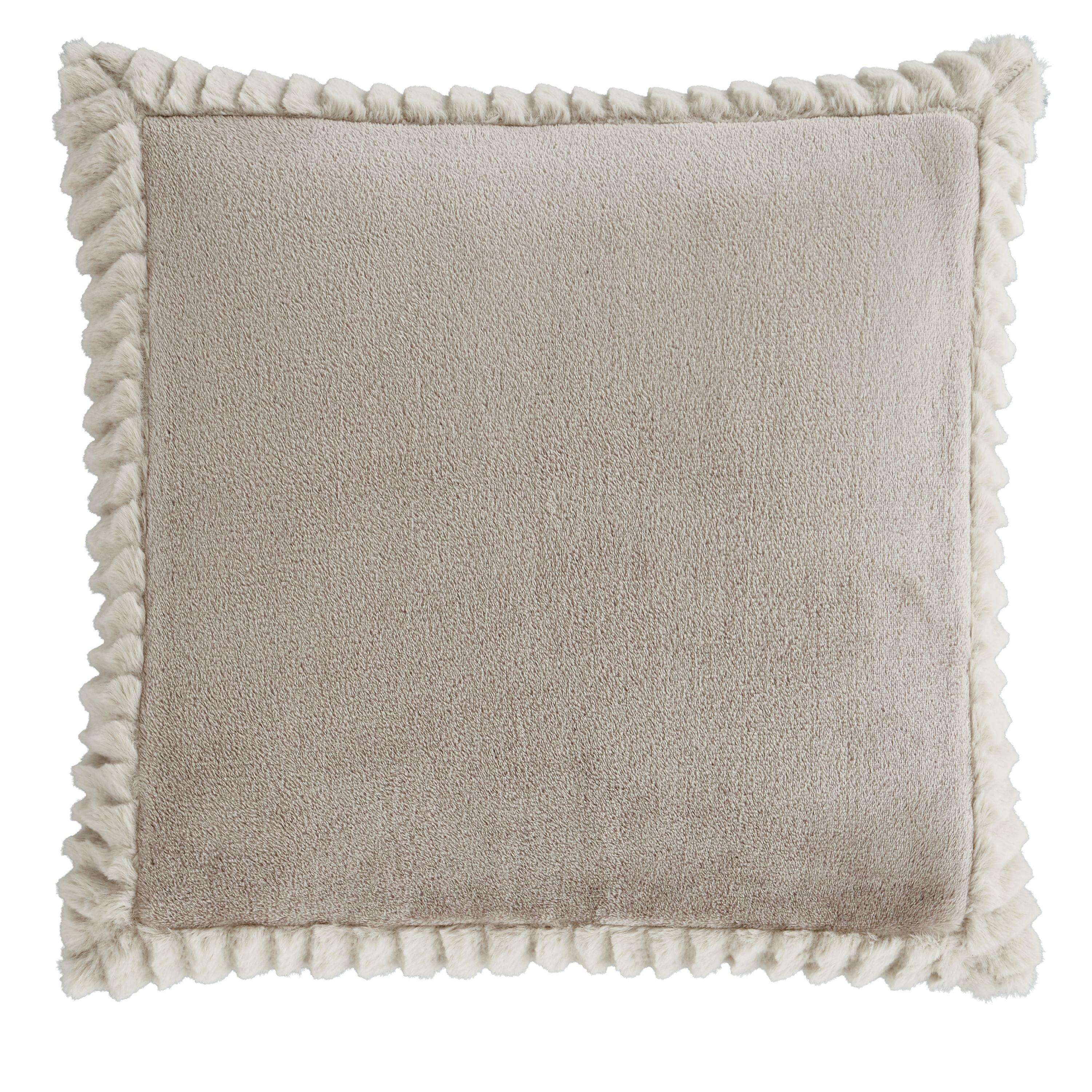 Catherine Lansfield  Velvet And Faux Fur Soft Touch Cushion - Natural - 55x55cm
