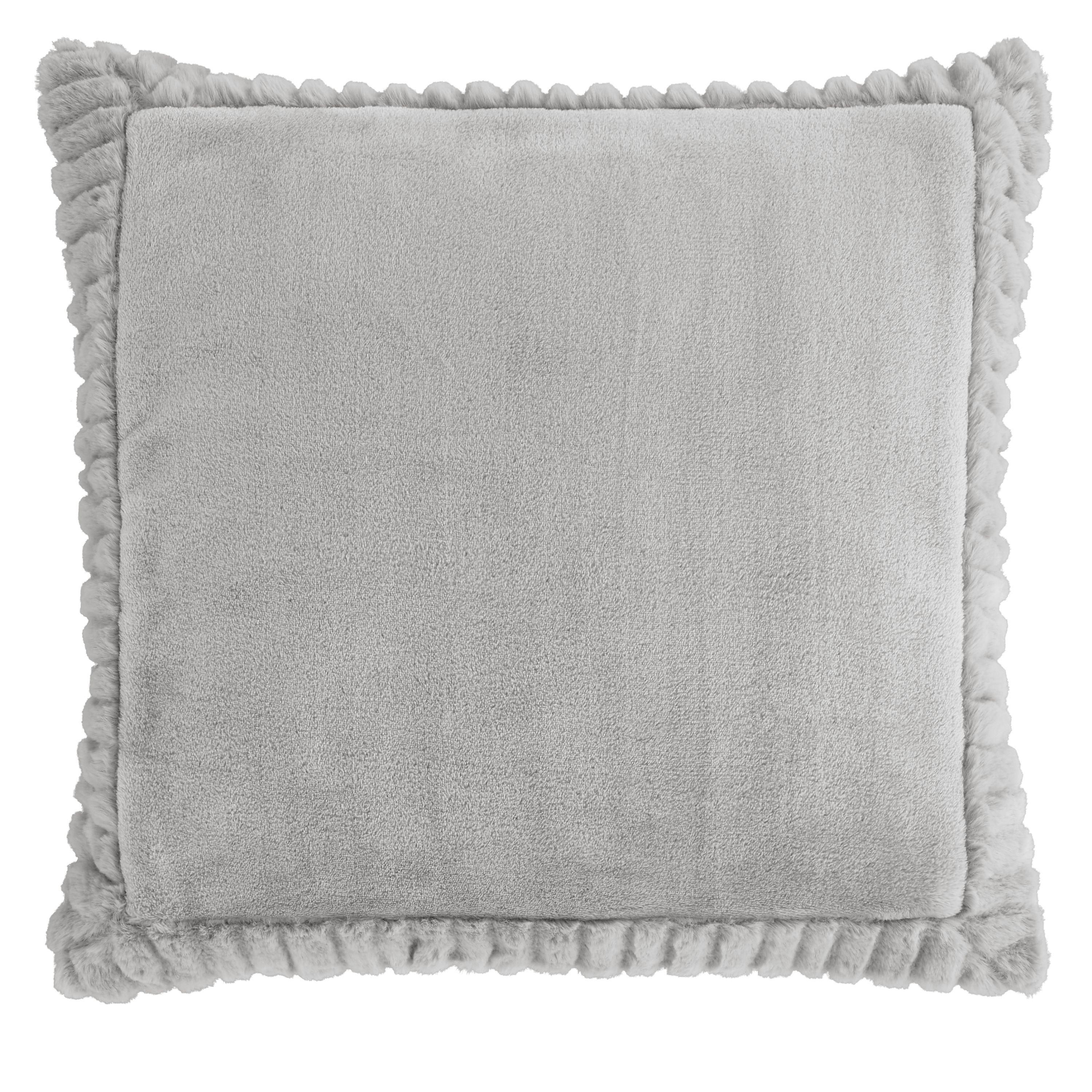 Catherine Lansfield  Velvet And Faux Fur Soft Touch Cushion - Silver Grey - 55x55cm