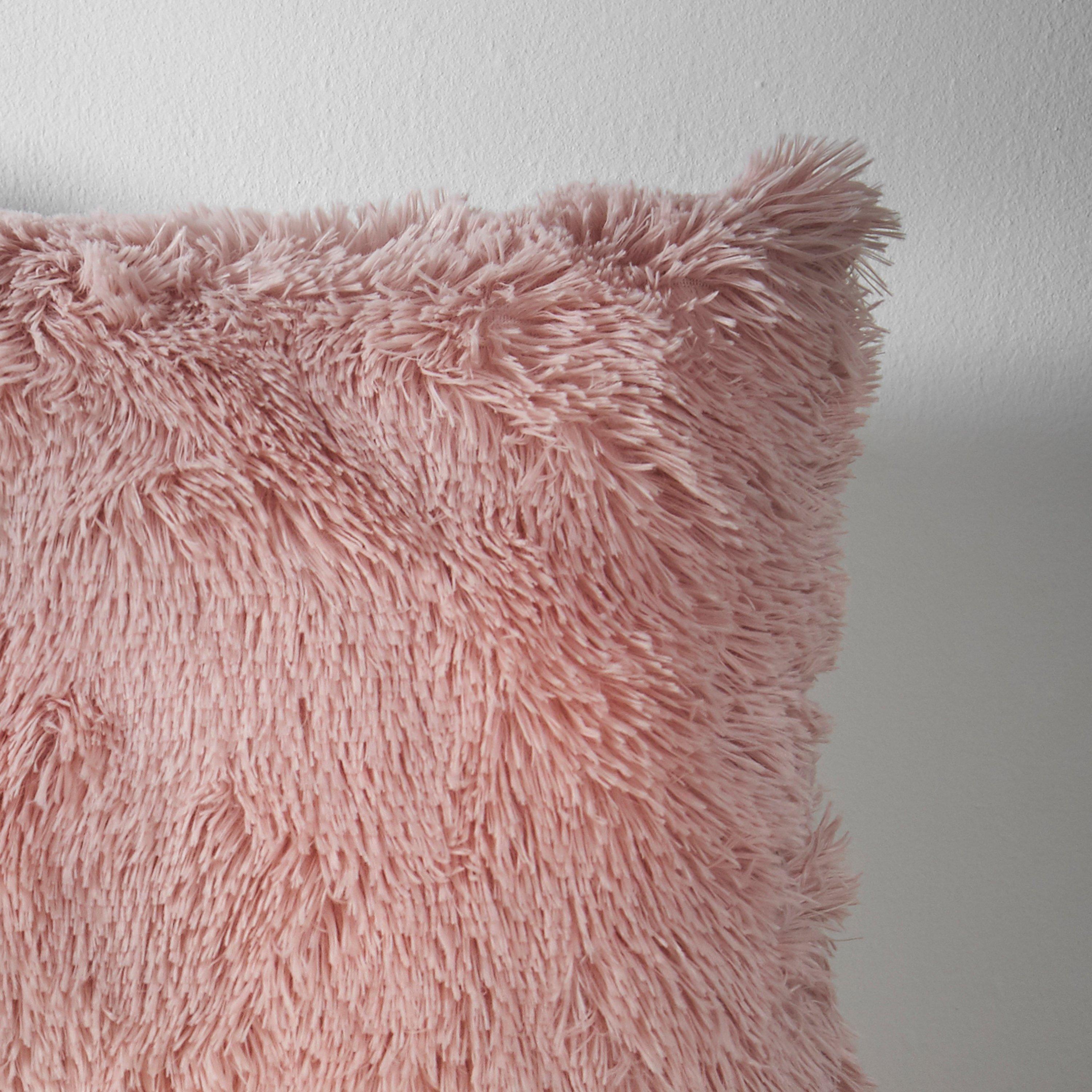 Blush Pink - Catherine Lansfield - Cuddly Deep Pile Faux Fur Cushion - 3