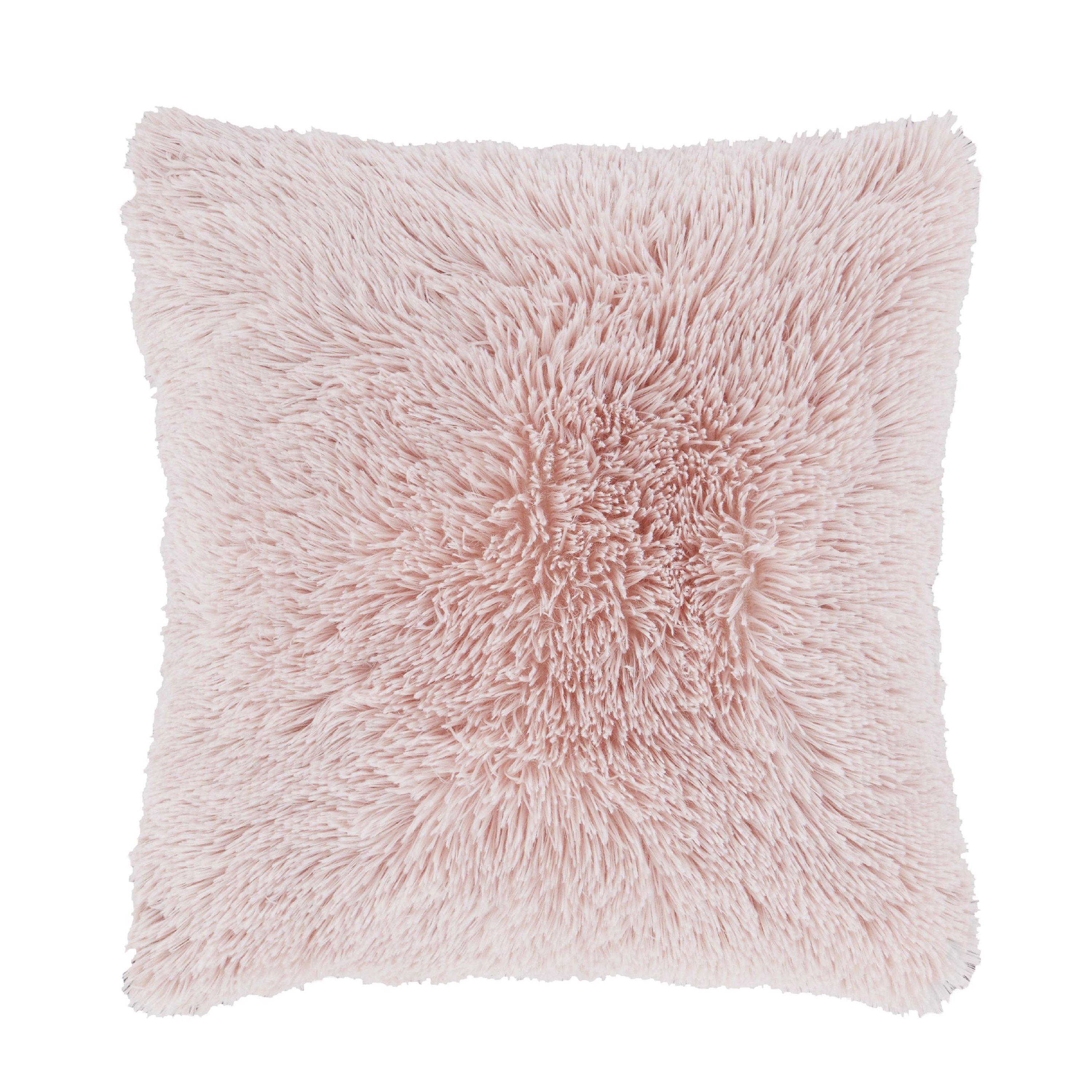 Blush Pink - Catherine Lansfield - Cuddly Deep Pile Faux Fur Cushion - 5