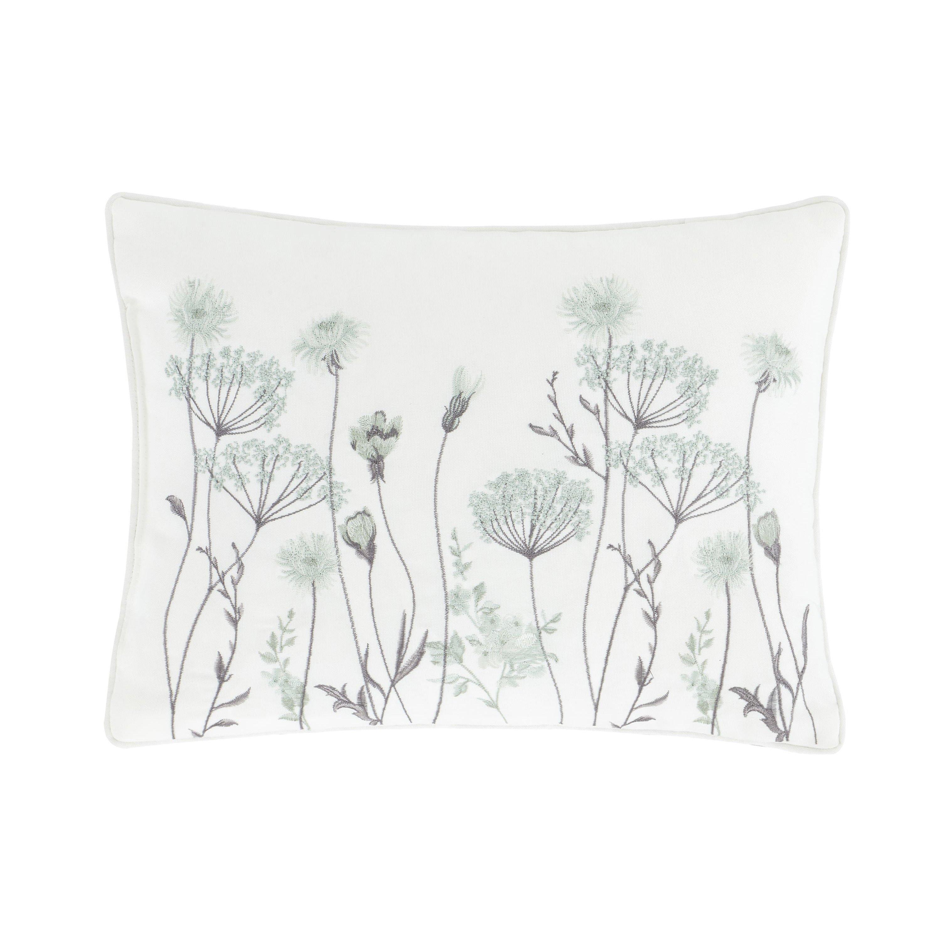 Green - Catherine Lansfield - Meadowsweet Floral Embroidered Cushion - 2