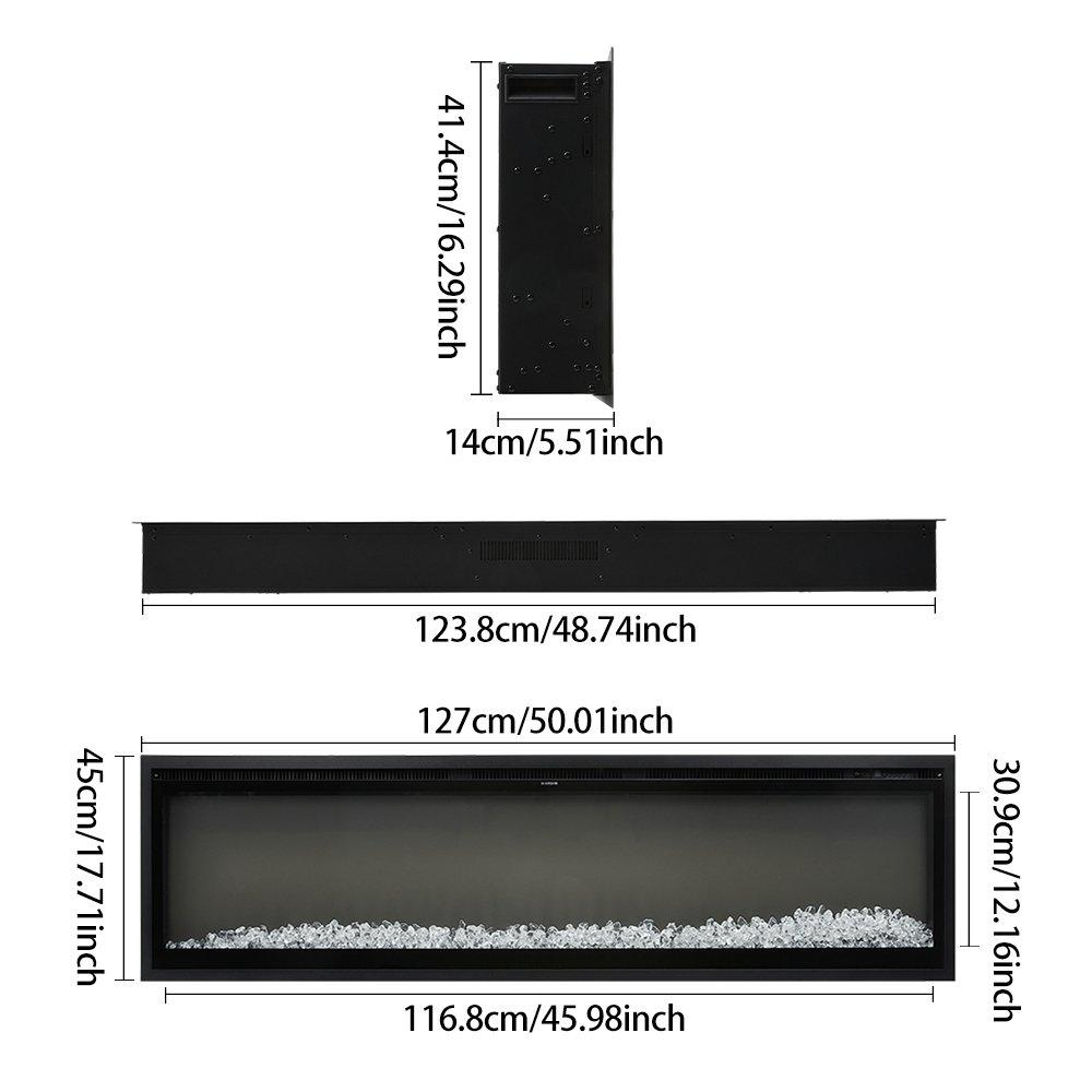 Black - Kabinet UK - 50 Inch Electrical Fireplace with Remote - 3