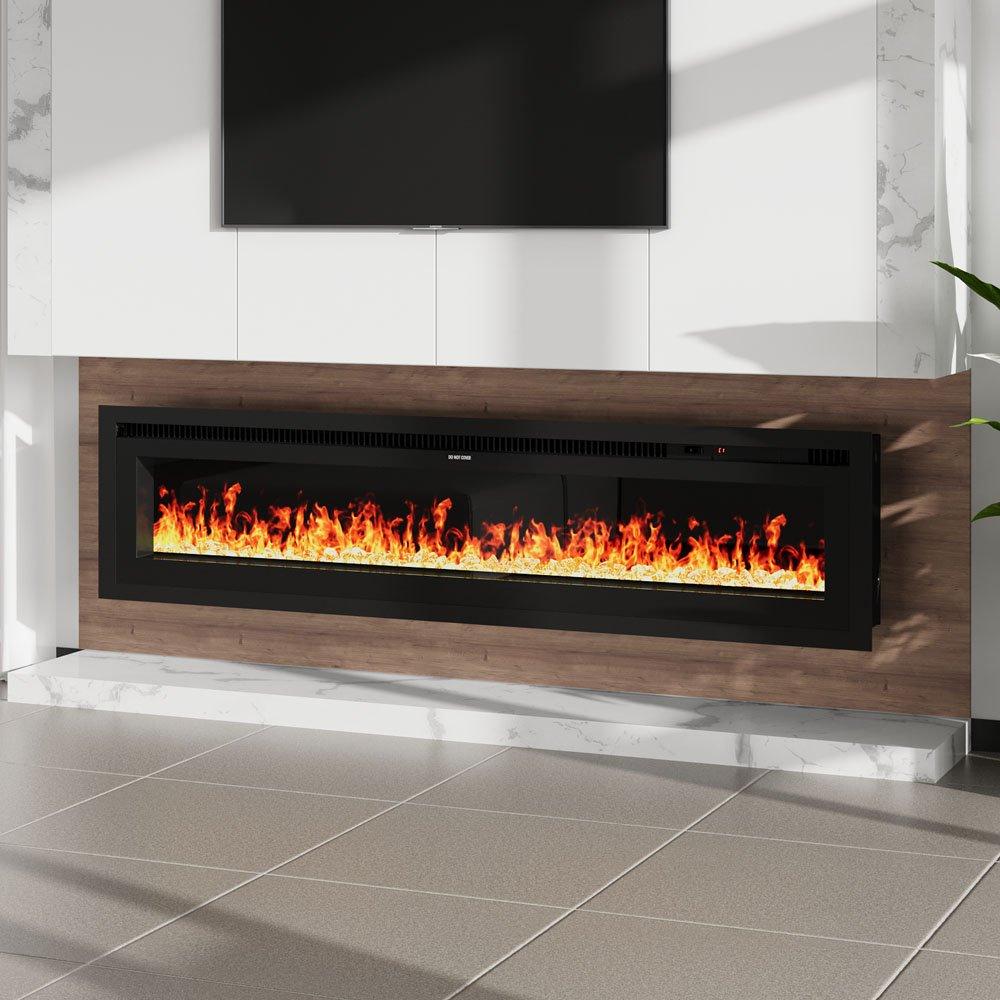 Black - Kabinet UK - 60 Inch Electrical Fireplace with Remote - 2