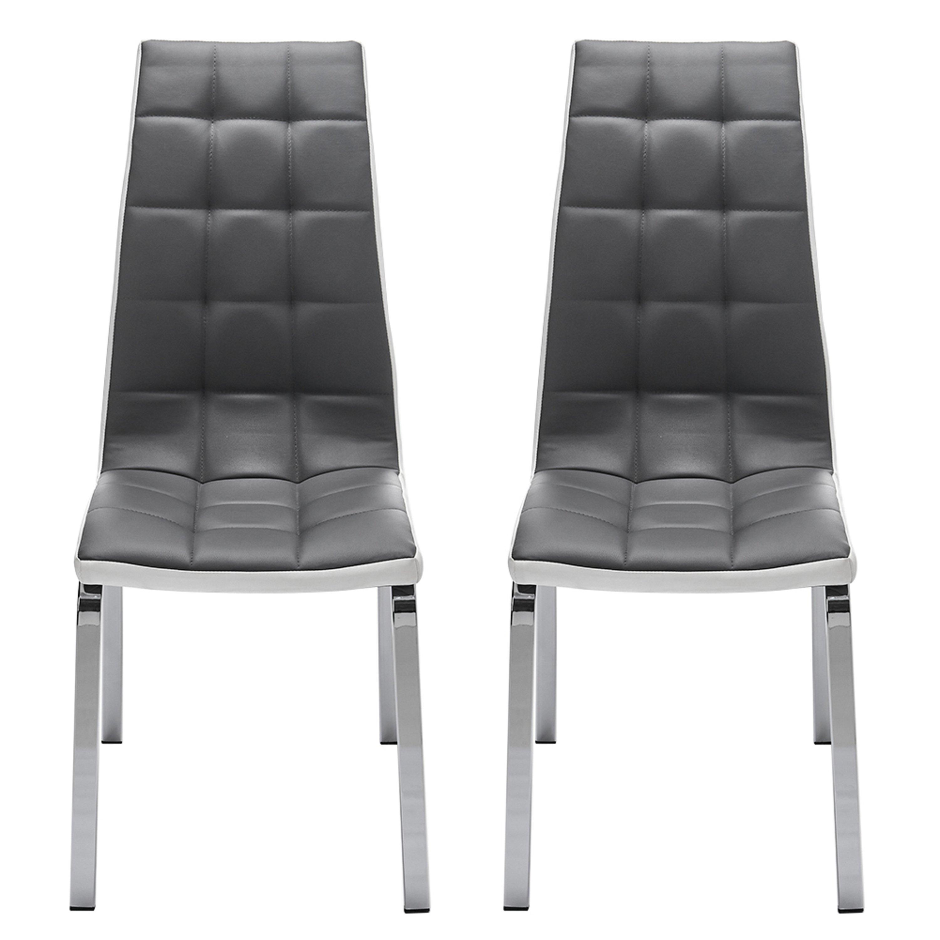 Grey - Kabinet UK - Grey Faux Leather Dining Chair with Metal Legs - 2