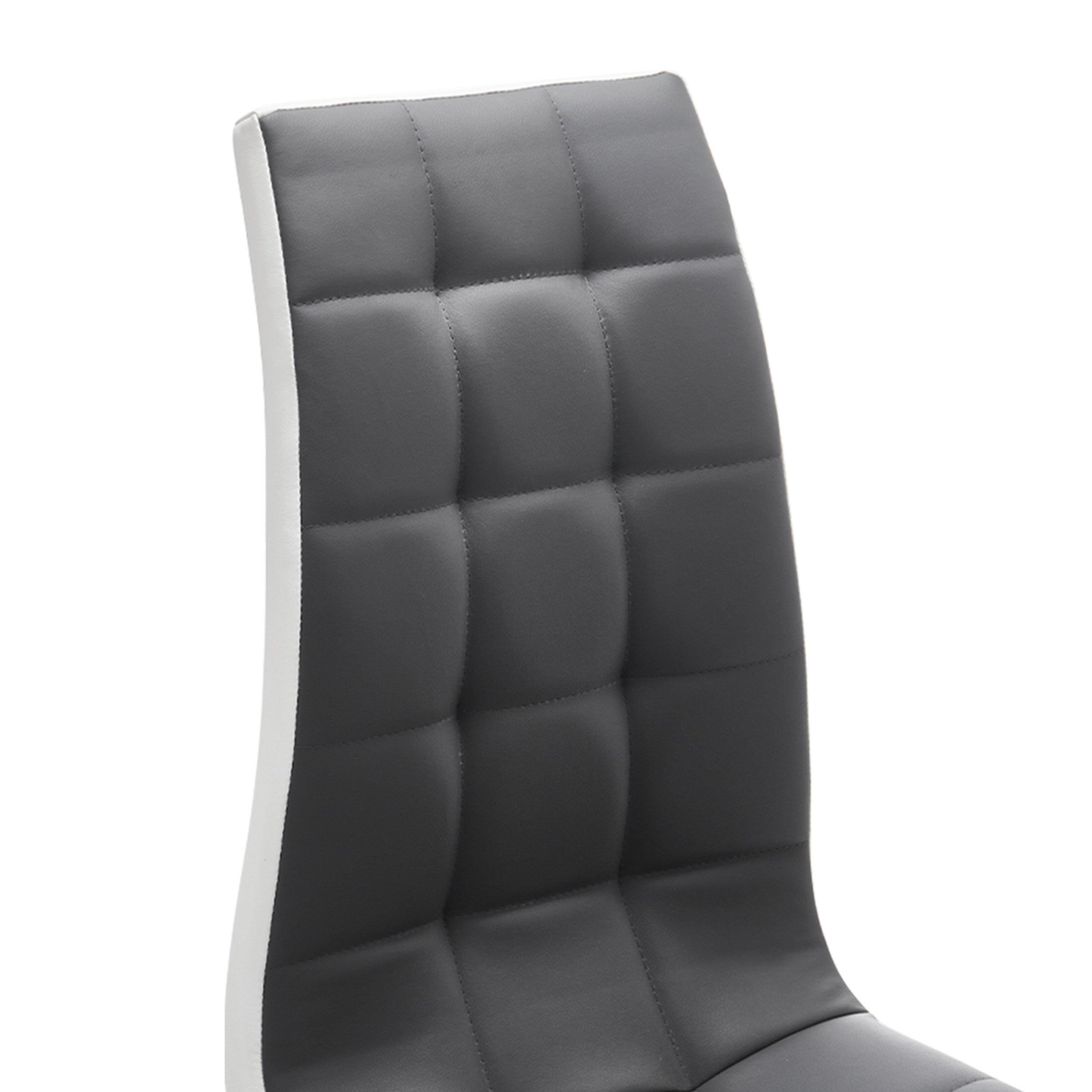 Grey - Kabinet UK - Grey Faux Leather Dining Chair with Metal Legs - 11