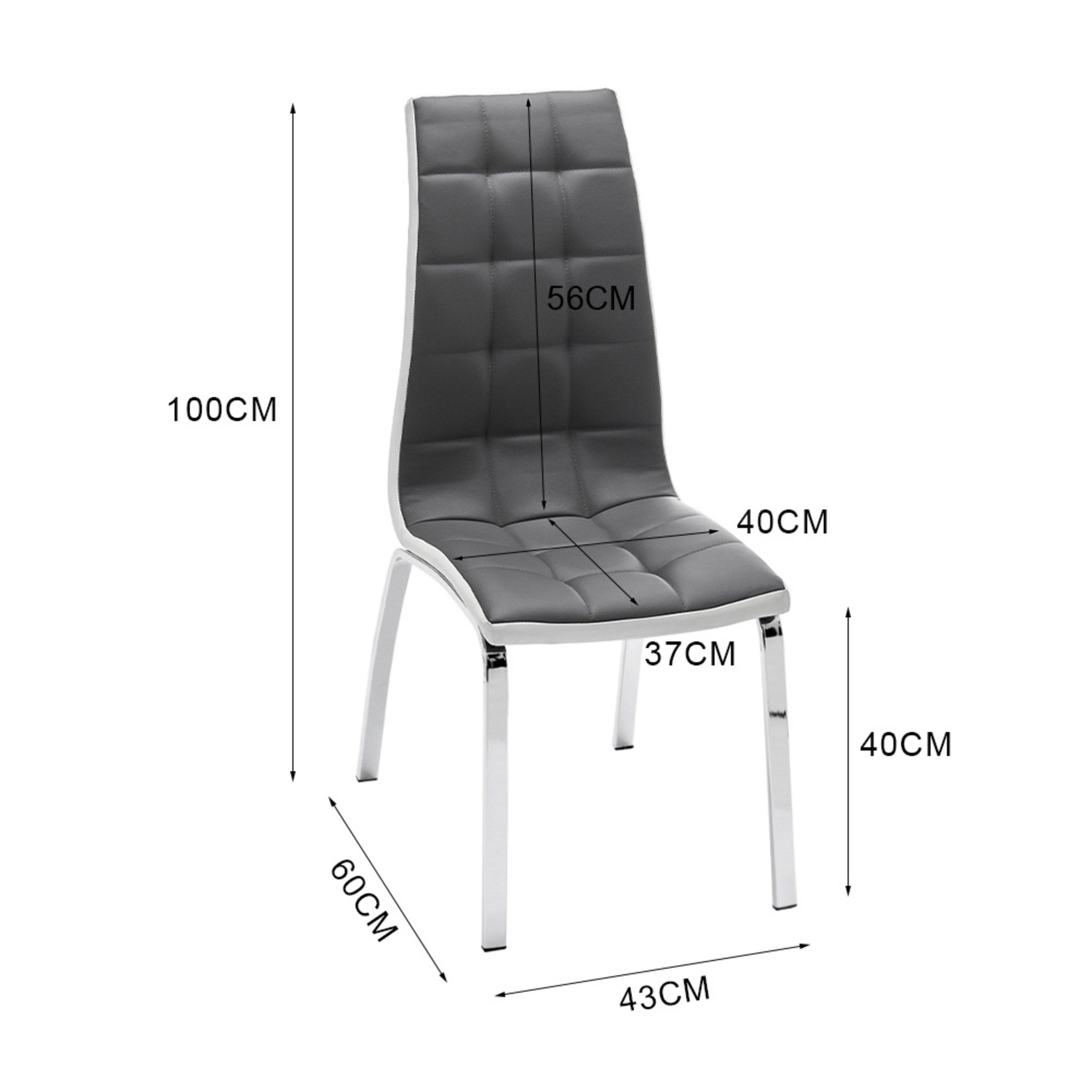 Grey - Kabinet UK - Grey Faux Leather Dining Chair with Metal Legs - 12