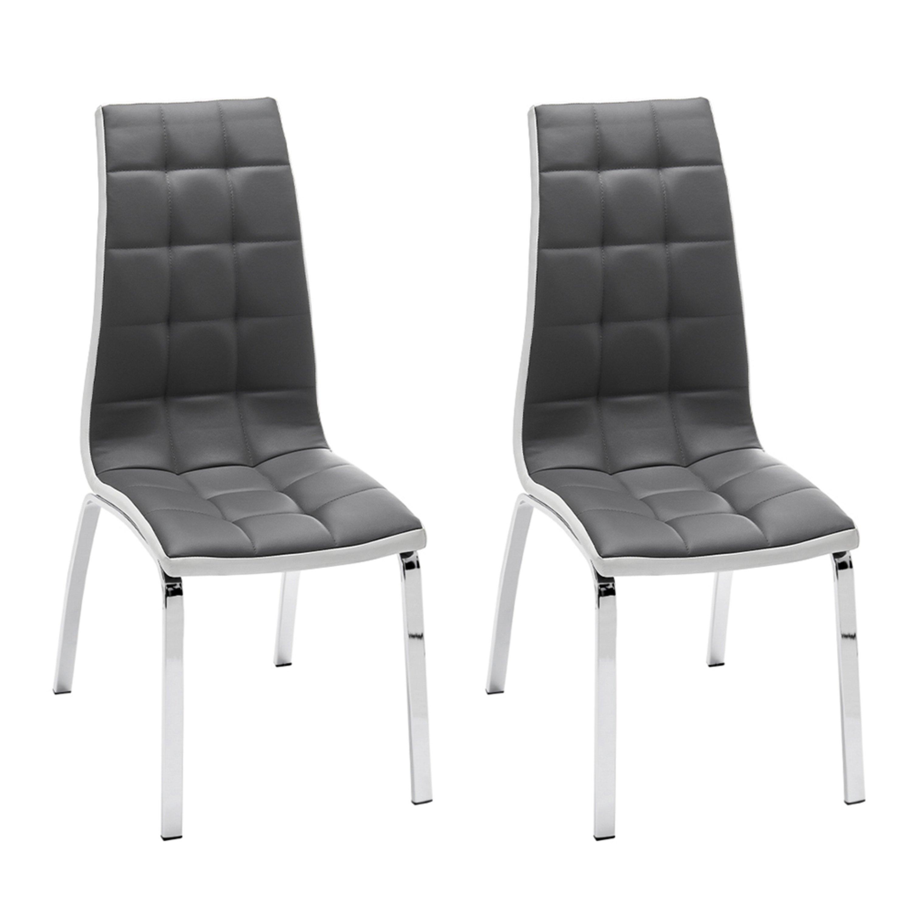 Grey - Kabinet UK - Grey Faux Leather Dining Chair with Metal Legs - 3