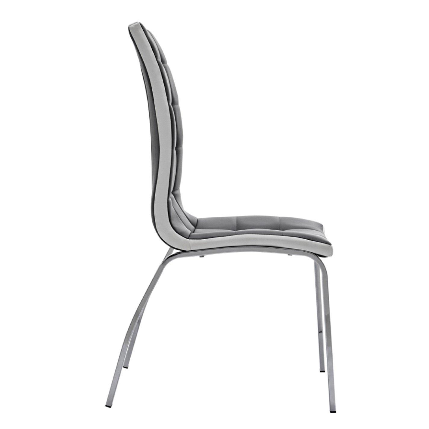 Grey - Kabinet UK - Grey Faux Leather Dining Chair with Metal Legs - 4